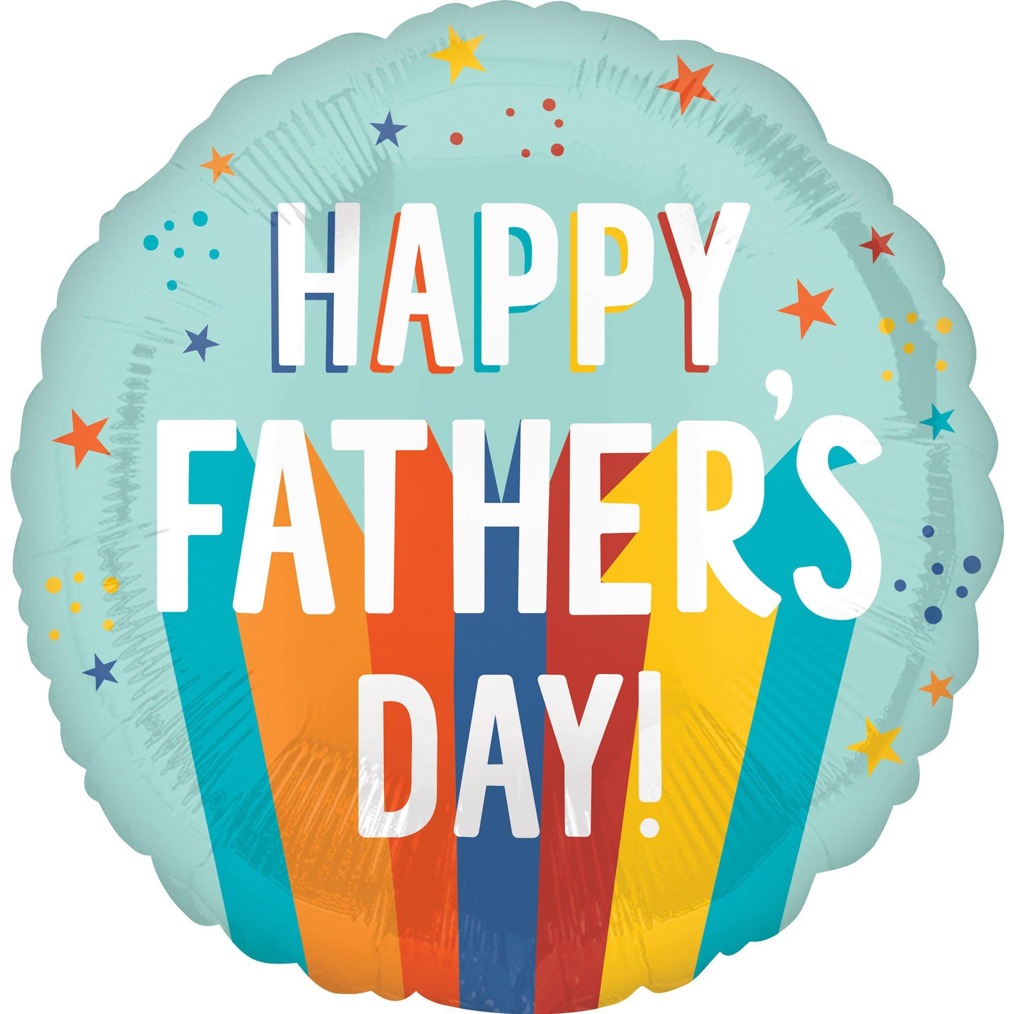Playful Stripes Happy Father's Day Foil Balloon. 17in