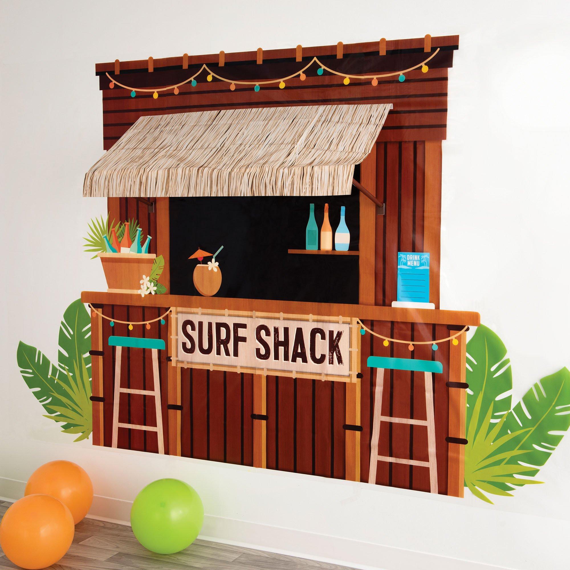Beach Life Surf Shack 3D Plastic & Raffia Scene Setter. 8.4ft x 5.4ft