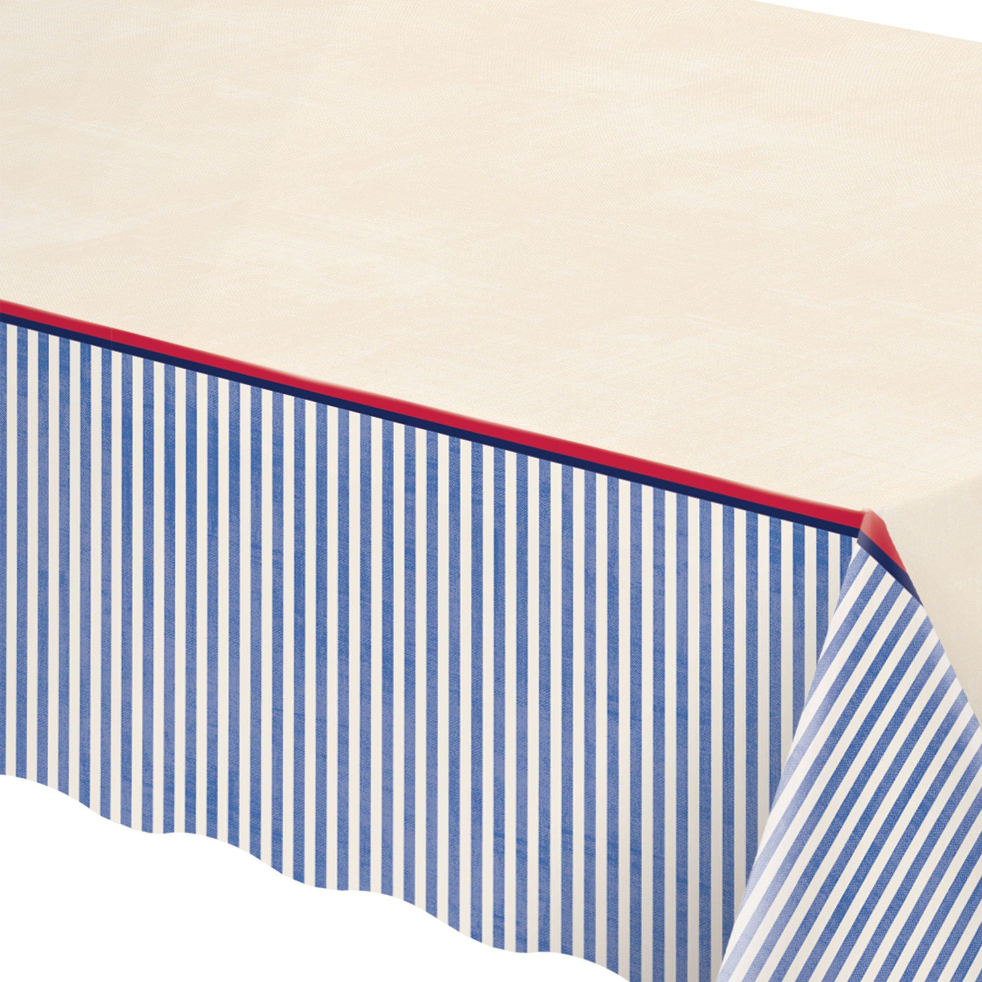 Americana Stripe Plastic Table Cover. 54in x 96in - Image 2
