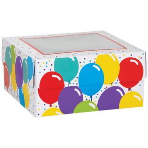 Balloon Birthday Square Window Cake Box. 12in
