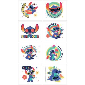 Stitch Aloha Temporary Tattoos. 1 Sheet. 8 Tattoos - Disney Lilo & Stitch