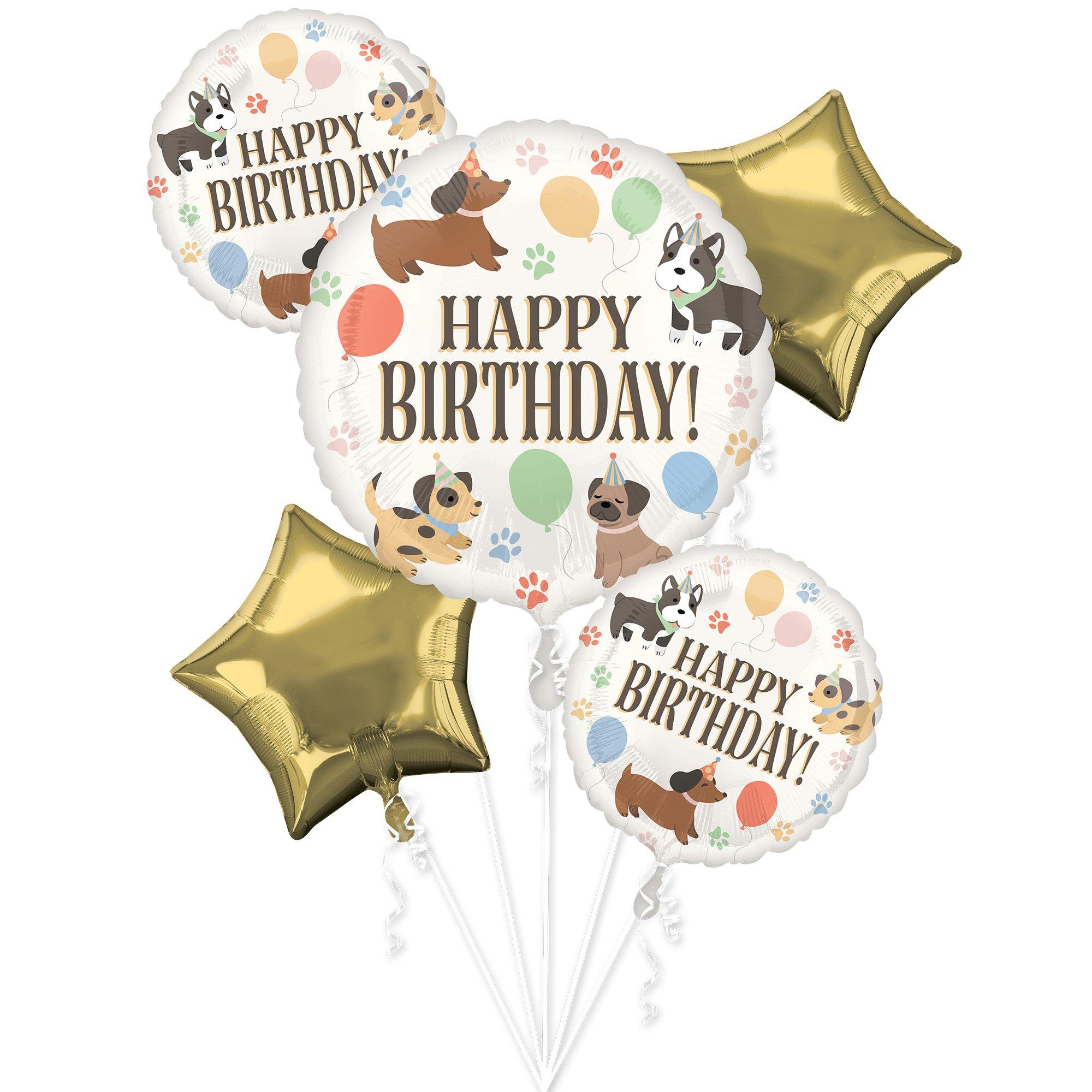 Pawsome Birthday Foil Balloon Bouquet. 5pc