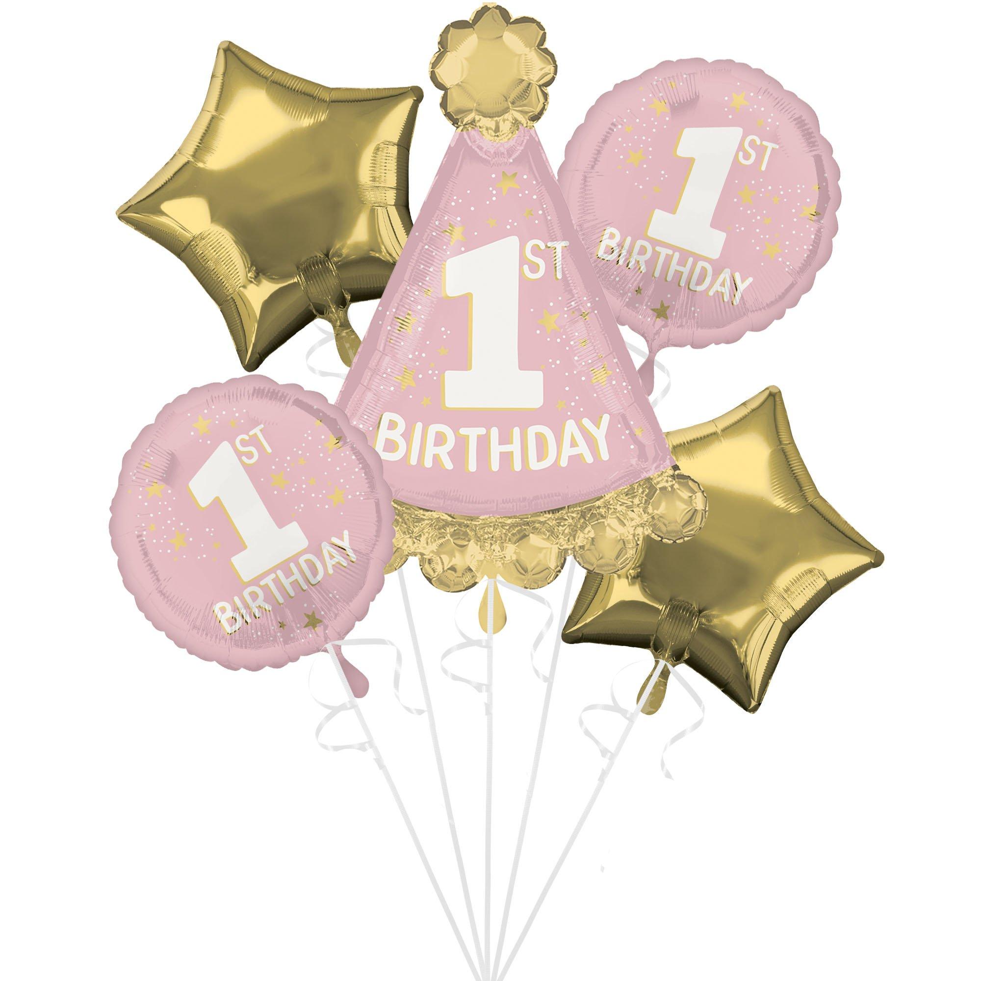 Little Miss One-derful 1st Birthday Foil Balloon Bouquet. 5pc