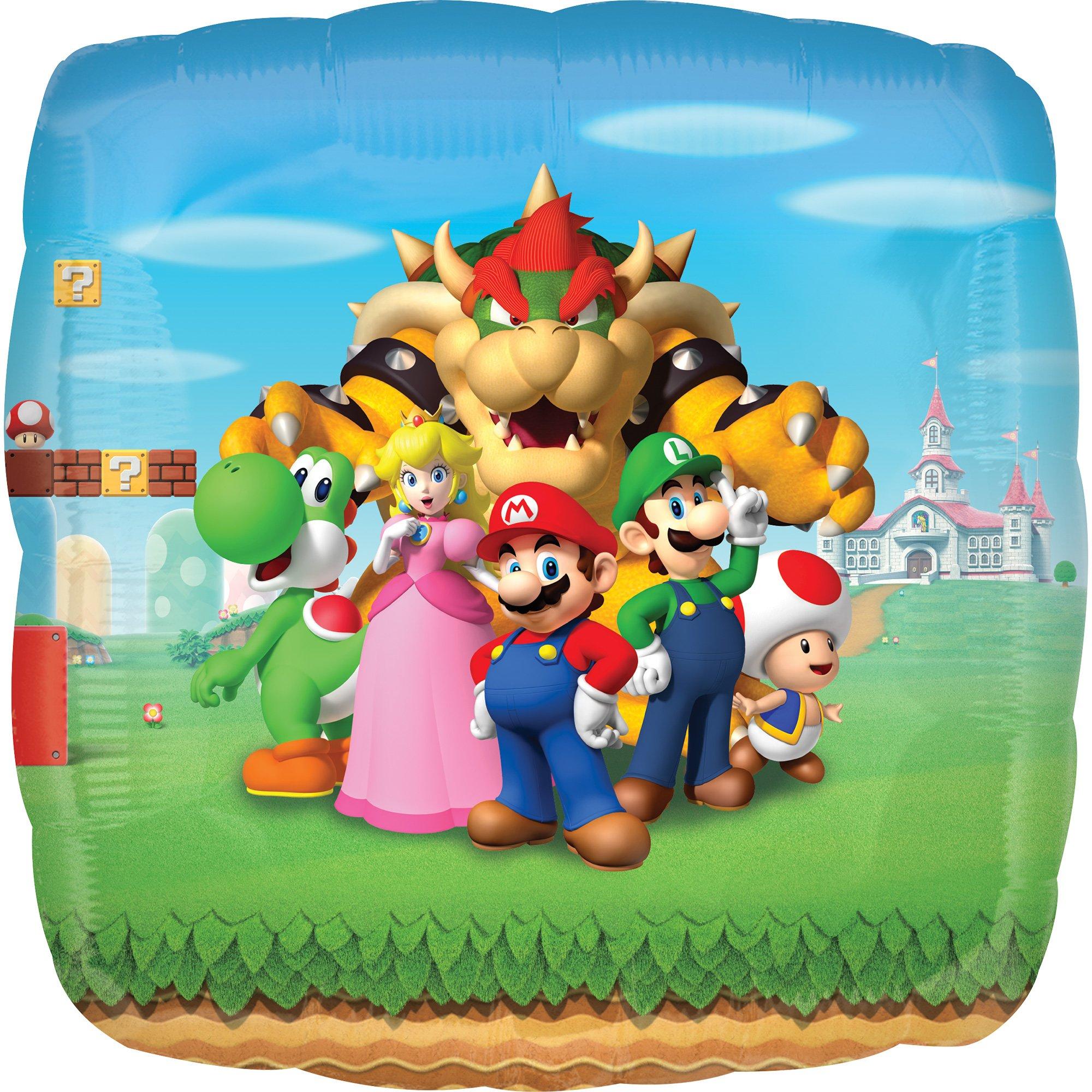 Super Mario Bros Square Foil Balloon. 28in