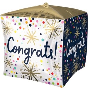 Confetti Sprinkle Congrats Cubez Foil Balloon. 15in