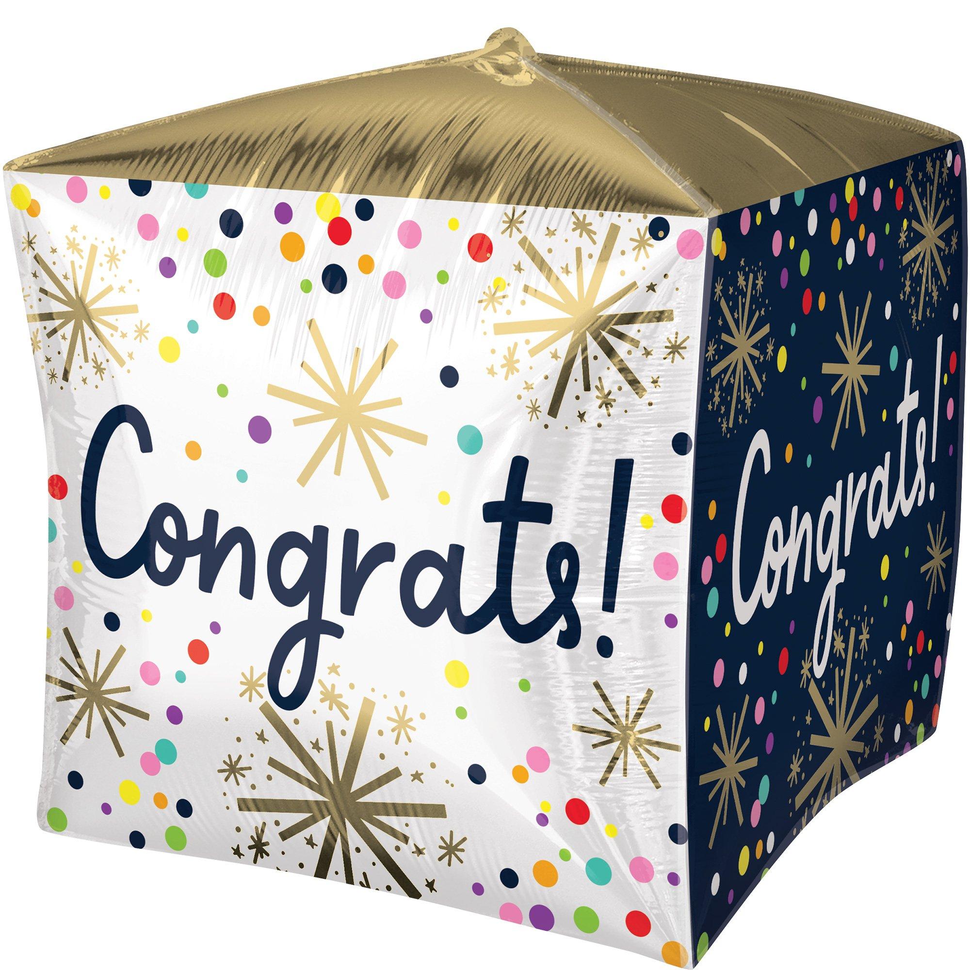 Confetti Sprinkle Congrats Cubez Foil Balloon. 15in
