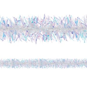 Iridescent Luminous Tinsel Garland. 9ft