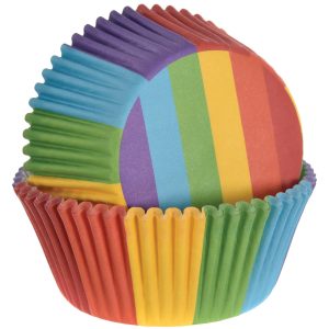 Rainbow Stripe Baking Cups. 48ct