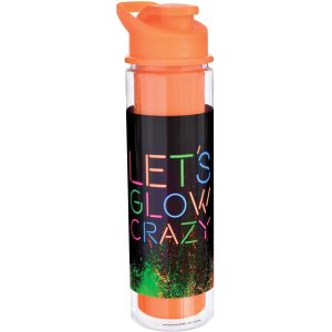 Glow Party Black Light Reactive Water Bottle. 12oz