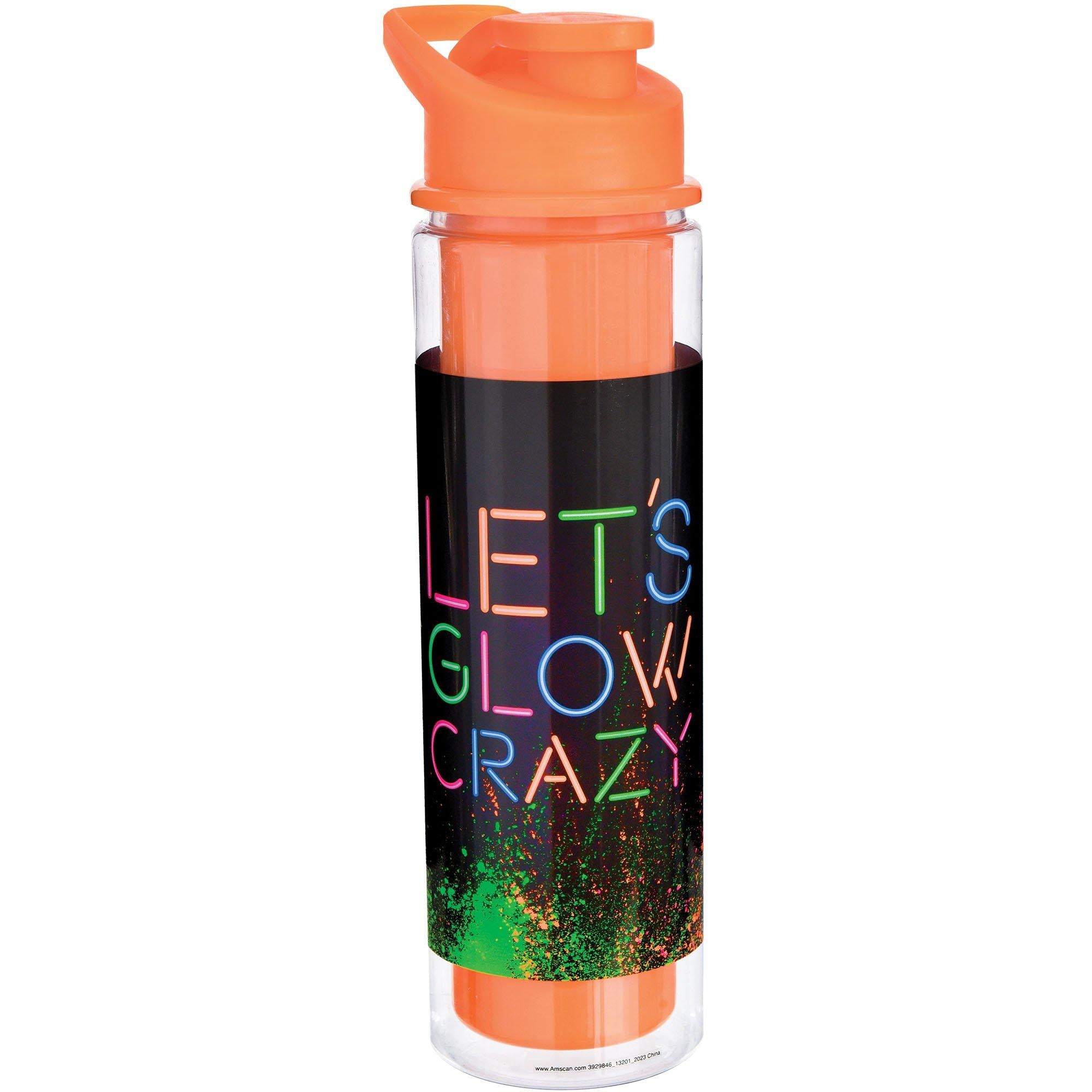 Glow Party Black Light Reactive Water Bottle. 12oz