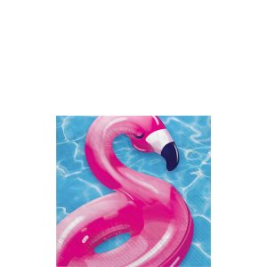Cool Pool Party Flamingo Paper Beverage Napkins. 5in. 40ct