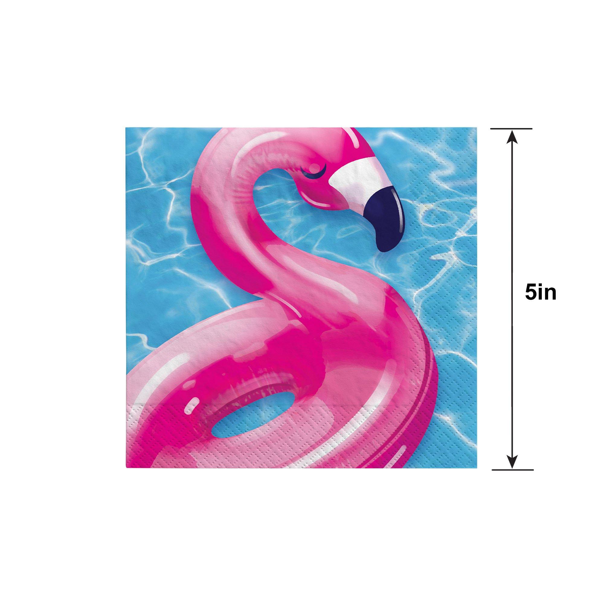 Cool Pool Party Flamingo Paper Beverage Napkins. 5in. 40ct - Image 2