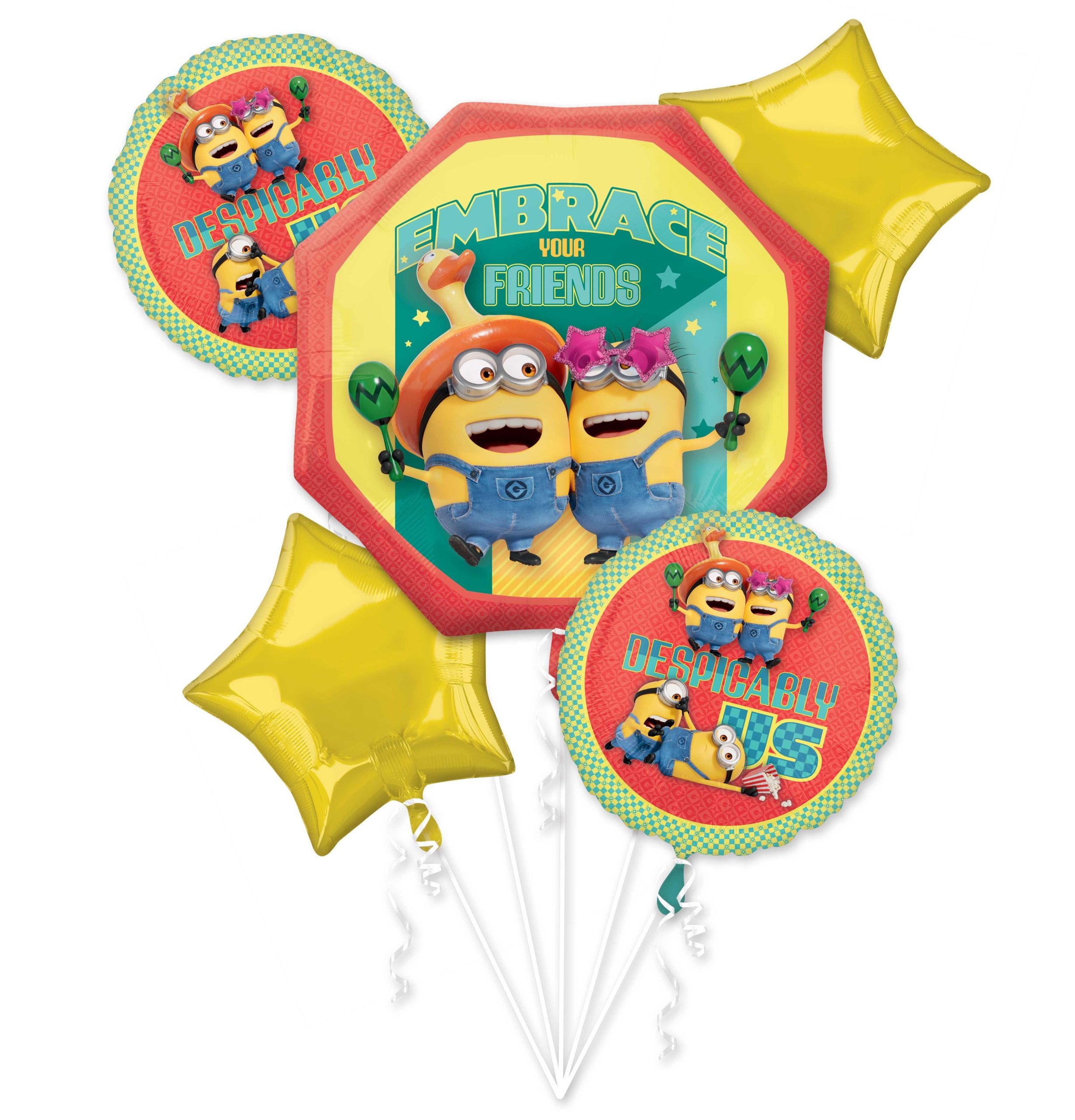 Minions Foil Balloon Bouquet. 5pc - Despicable Me 4