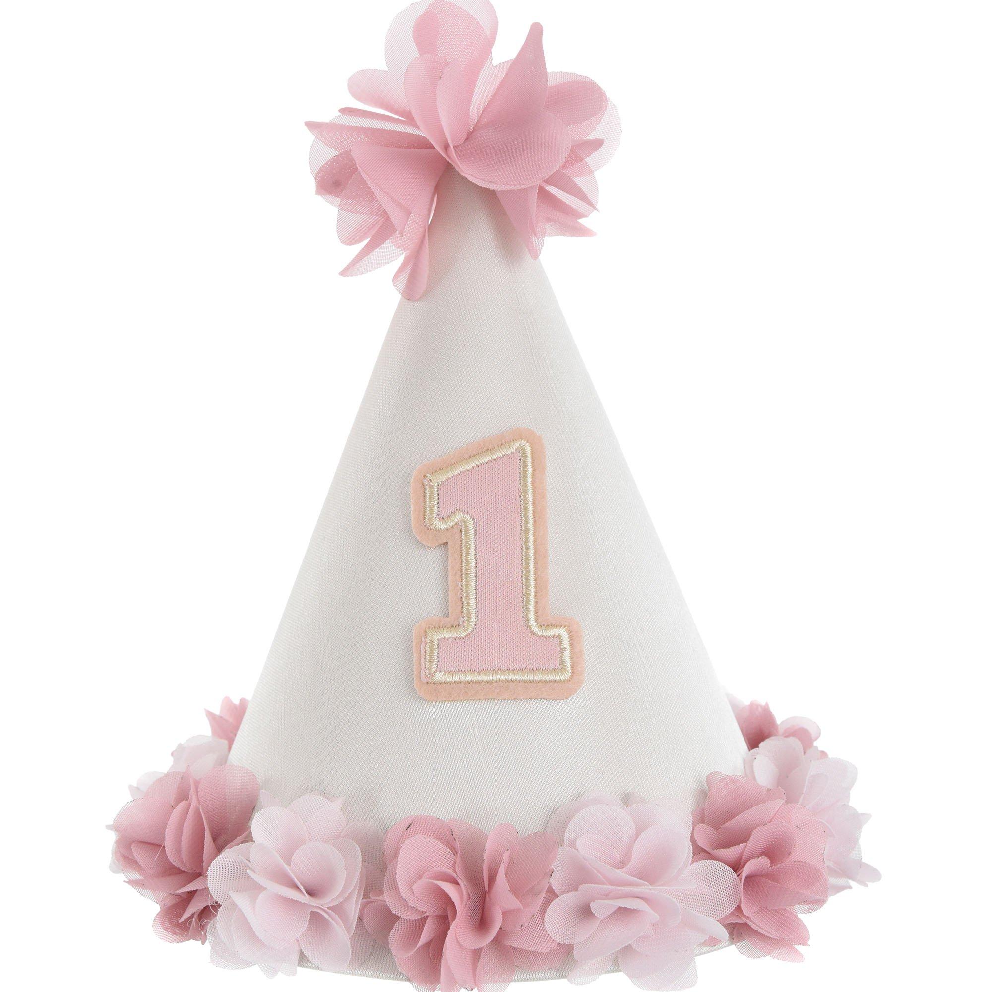 Pink 1st Birthday Flower Hat. 7in
