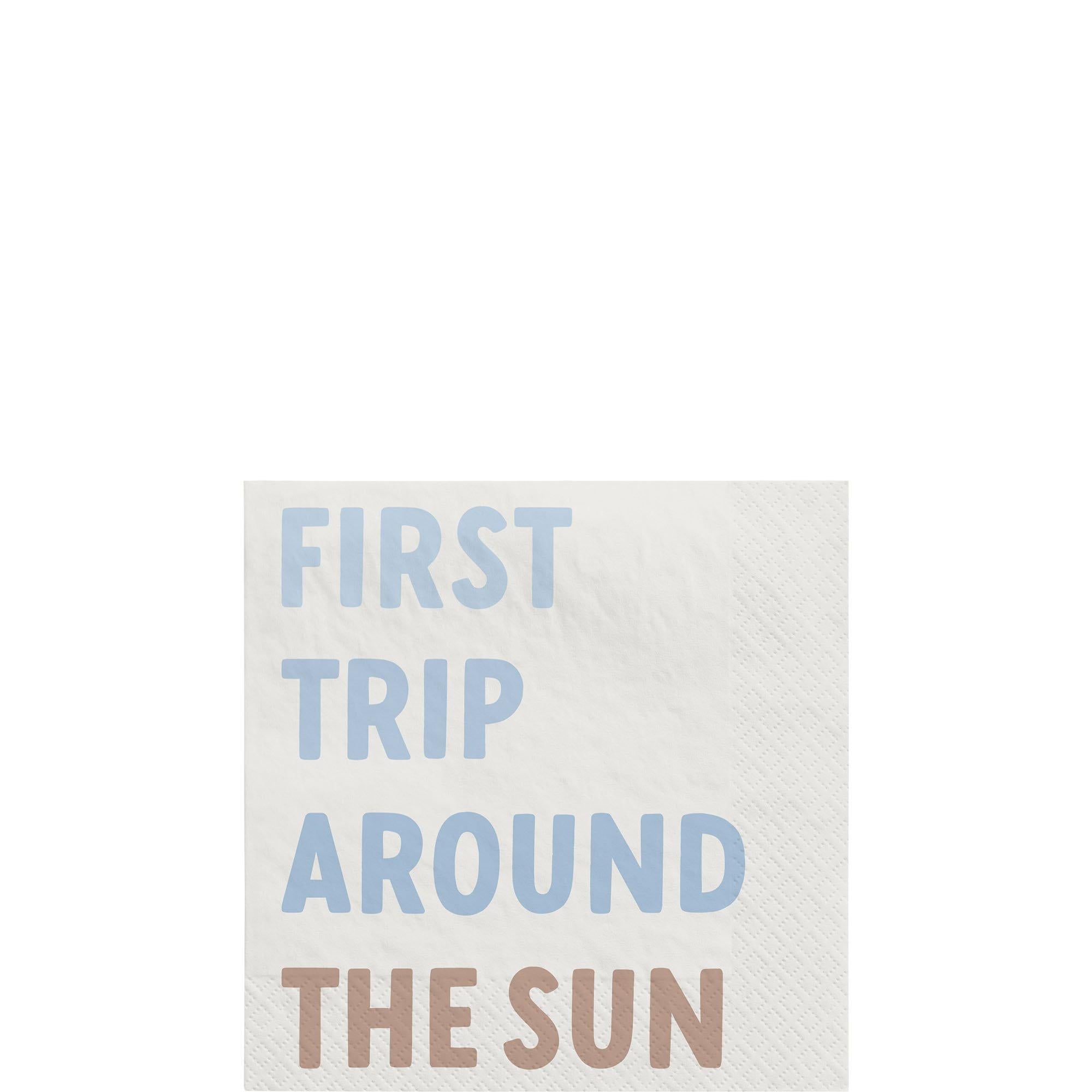 Blue 1st Birthday Paper Beverage Napkins. 5in. 16ct