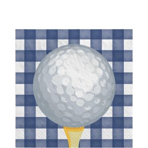 Golf Ball Gingham Paper Lunch Napkins. 6.5in. 40ct - Hole in One
