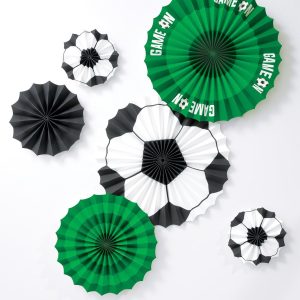 Corner Kick Soccer Paper Fan Decorations. 6ct