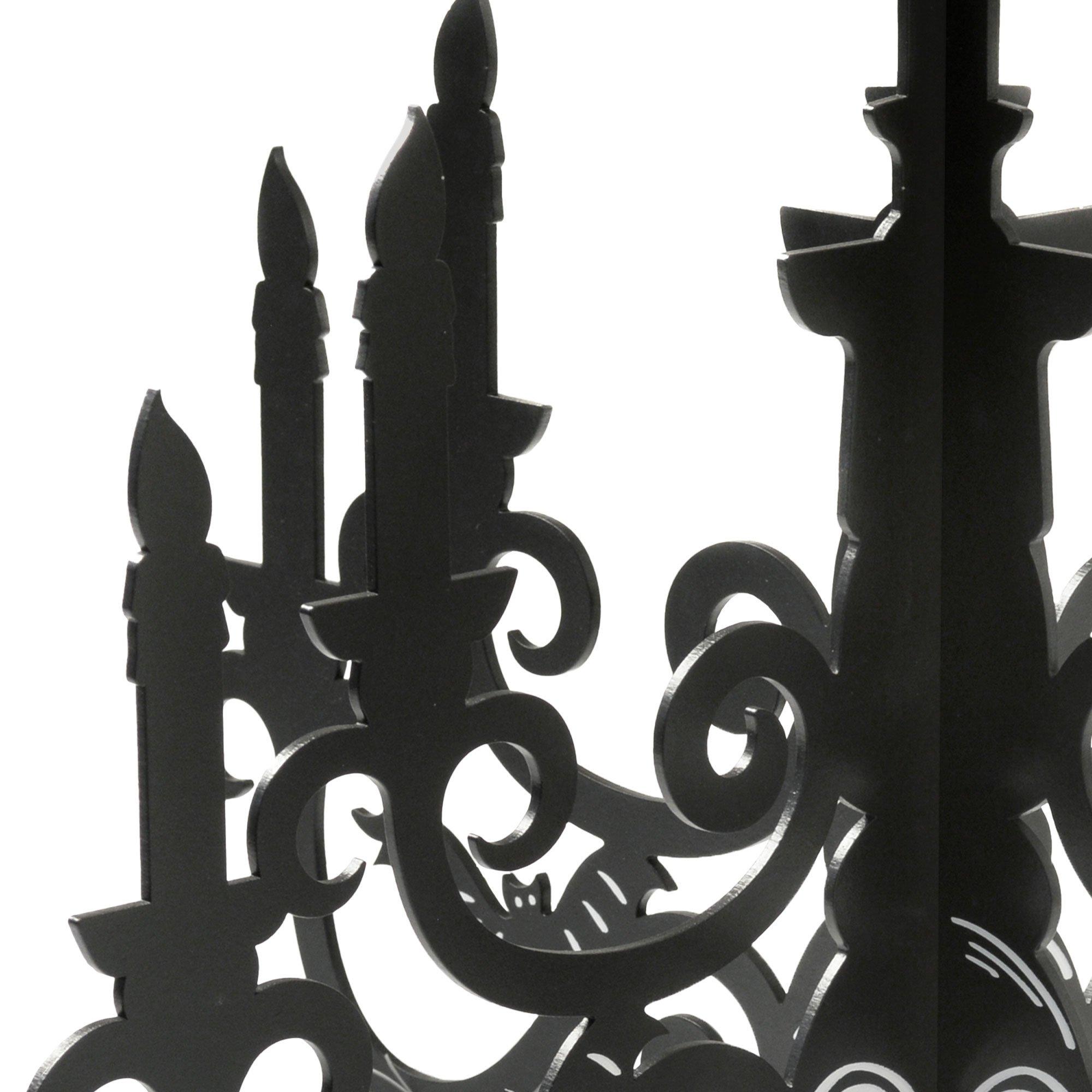 Black MDF Candelabra Decoration. 17in x 19.5in - Spellbound Halloween - Image 2