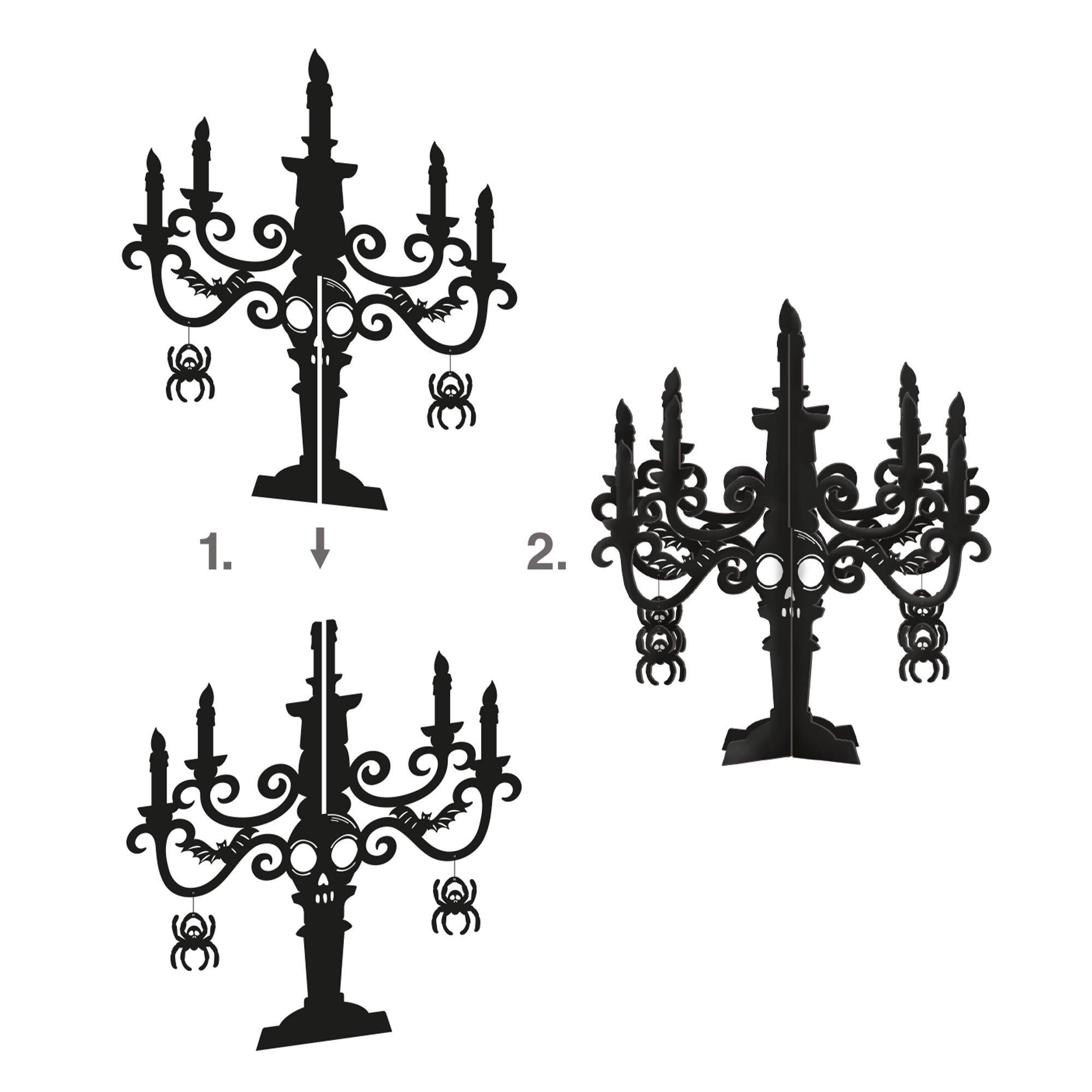 Black MDF Candelabra Decoration. 17in x 19.5in - Spellbound Halloween - Image 4