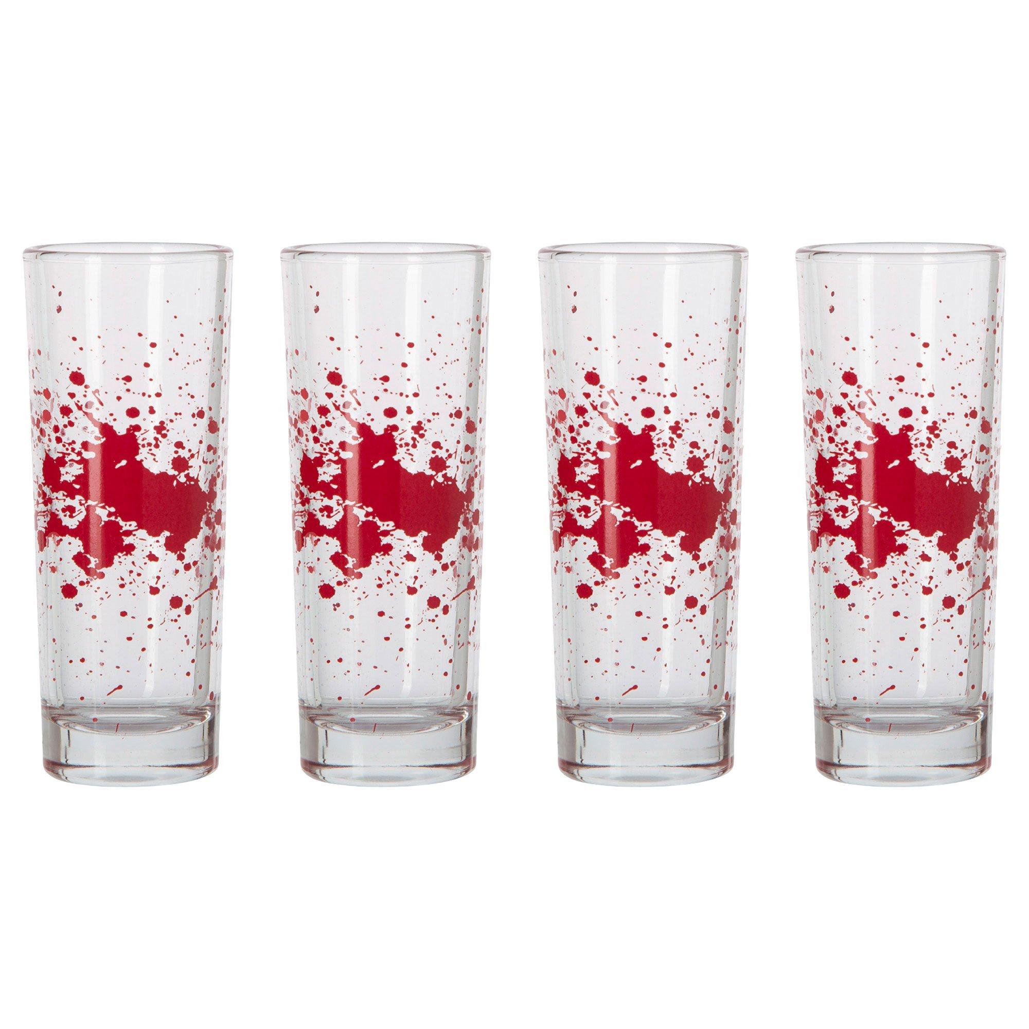 Blood Spatter Glass Shot Glasses. 2.2oz. 4ct