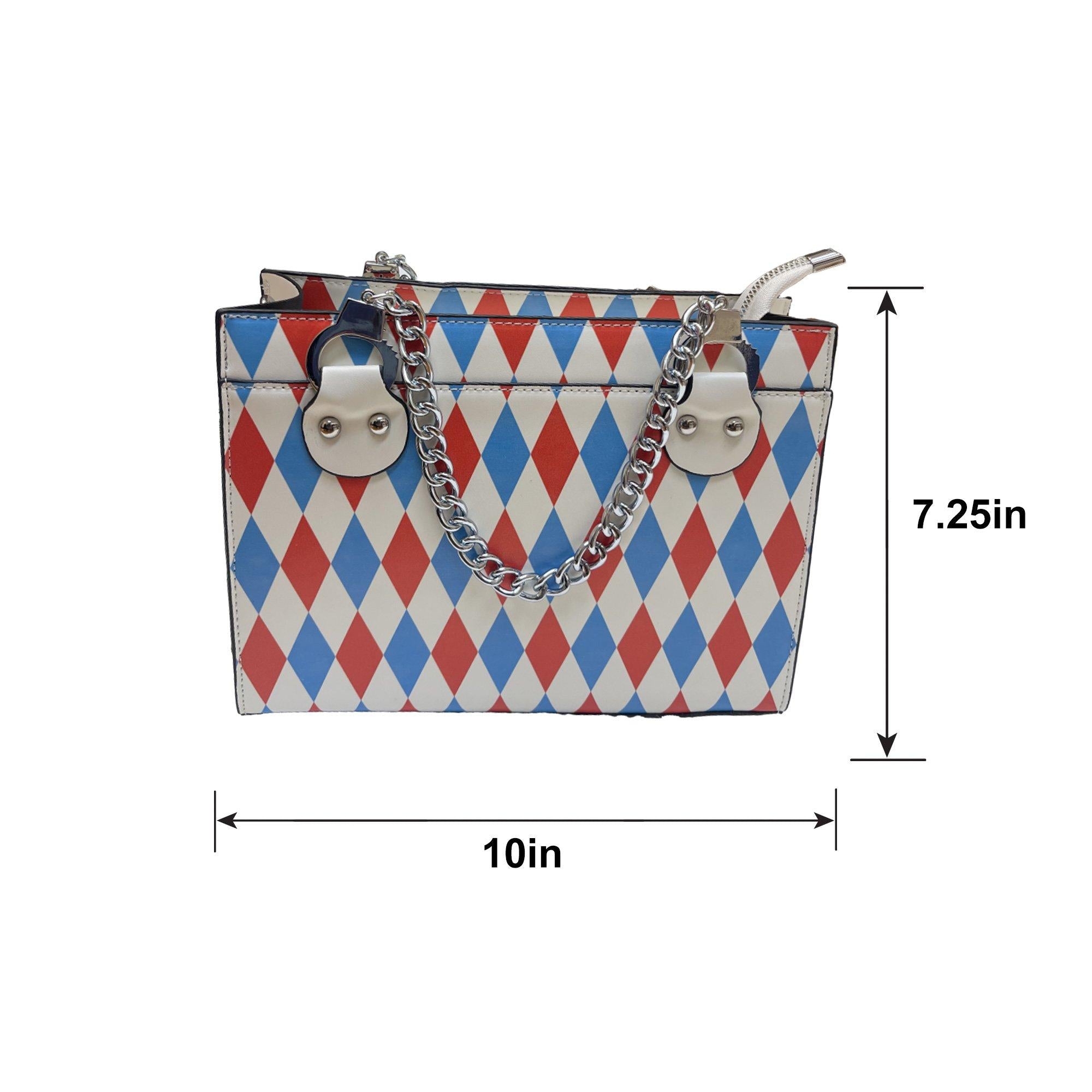 Blue & Red Harlequin Checkered Clown Purse - Image 5