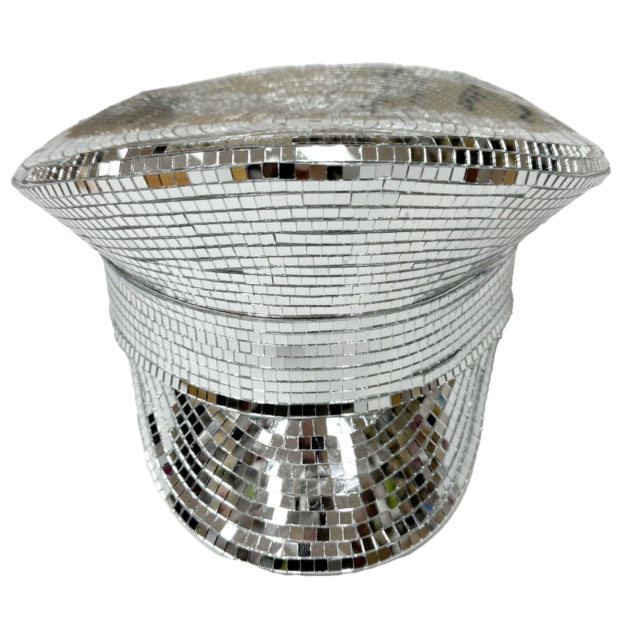 Silver Mirror Disco Captain Hat - Image 2