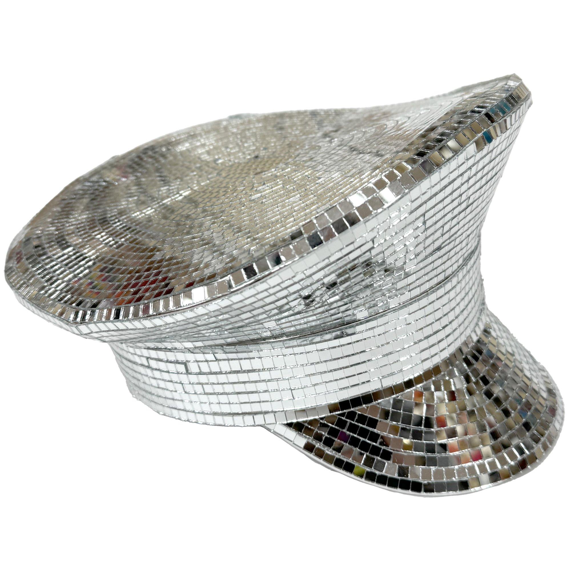 Silver Mirror Disco Captain Hat - Image 4
