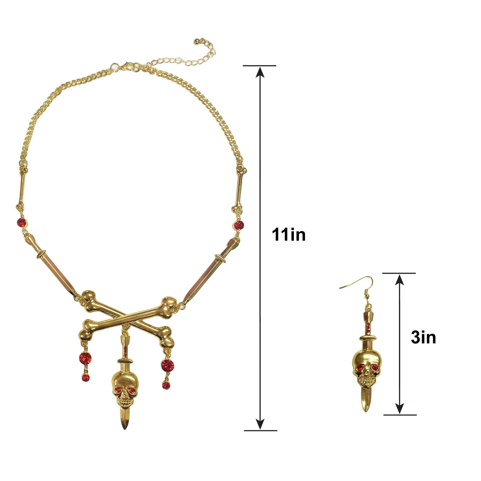 Gold Skull Pirate Jewelry Set. 3pc - Image 3