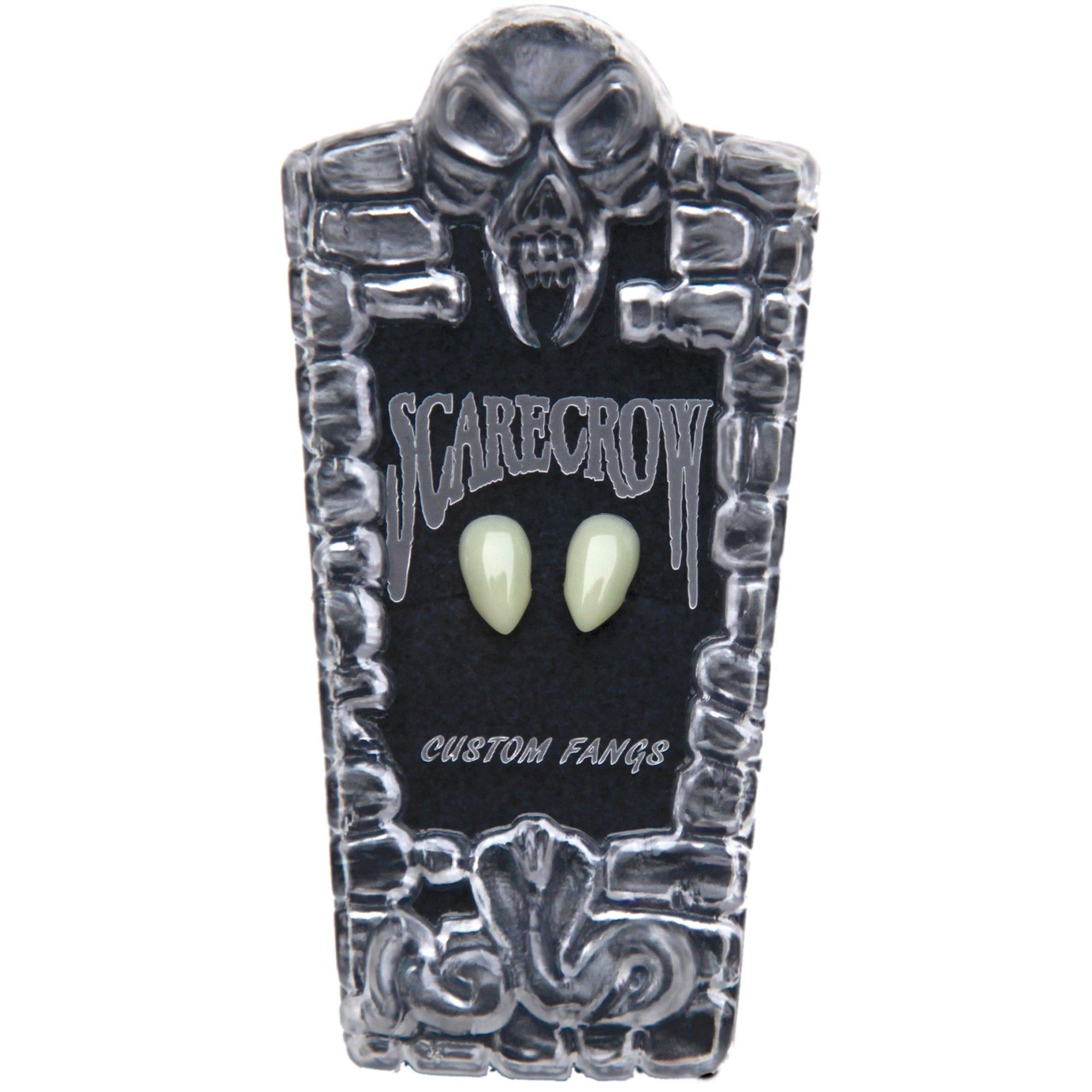 Scarecrow™ Glow-in-the-Dark Deluxe Vampire Fang Set. 14mm. 2pc