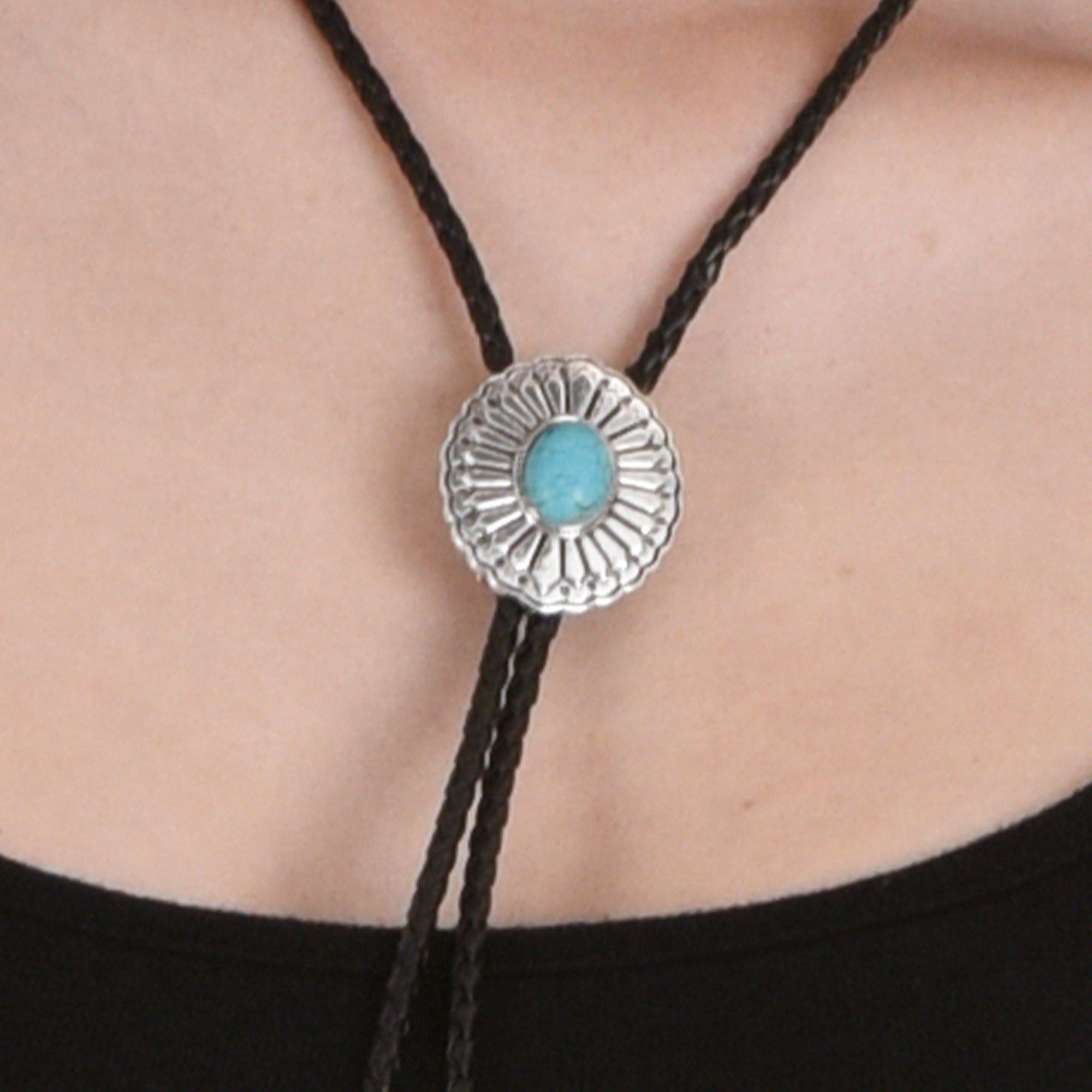 Western Faux Turquoise Bolo Tie - Image 3