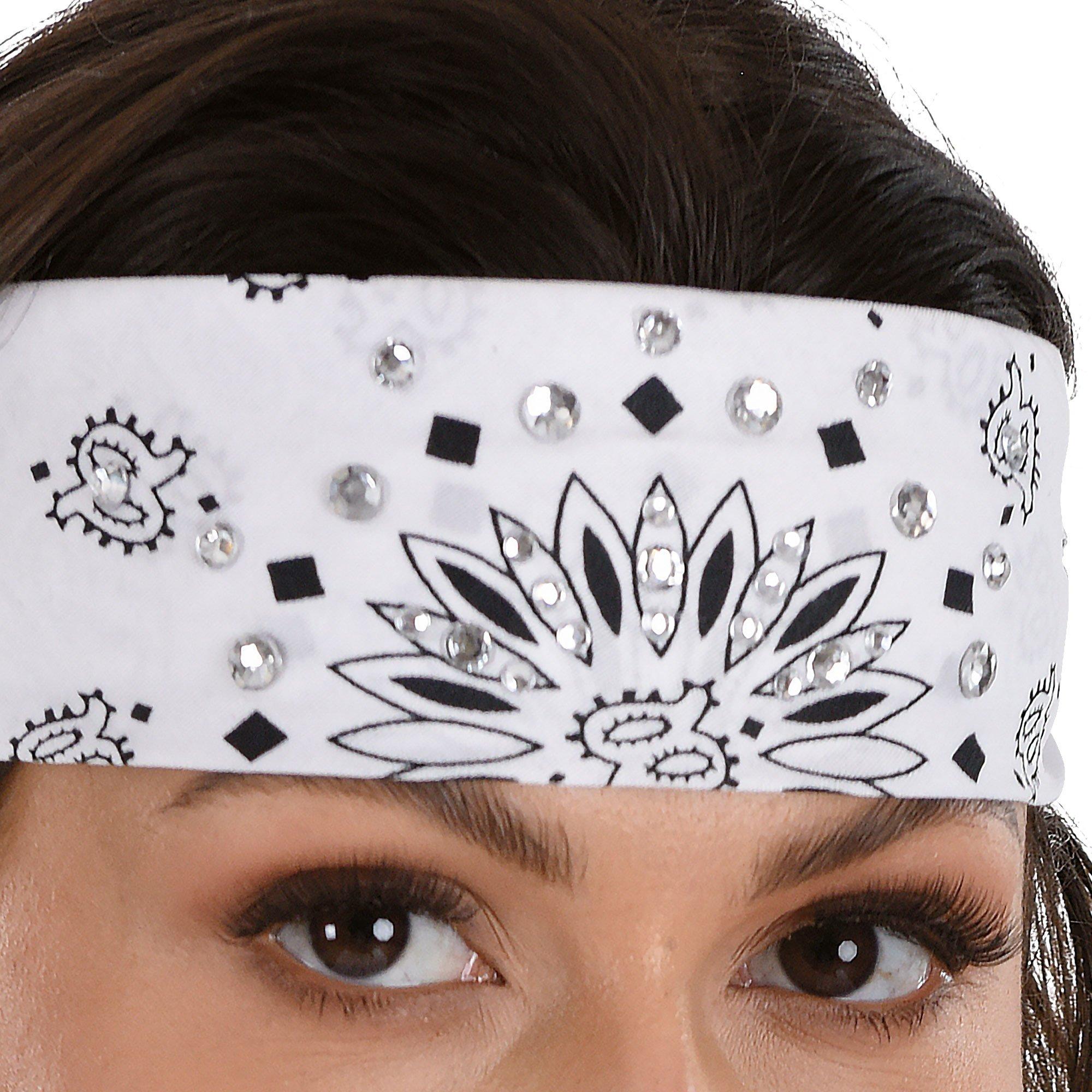 90s Rhinestone White Bandana - Image 5