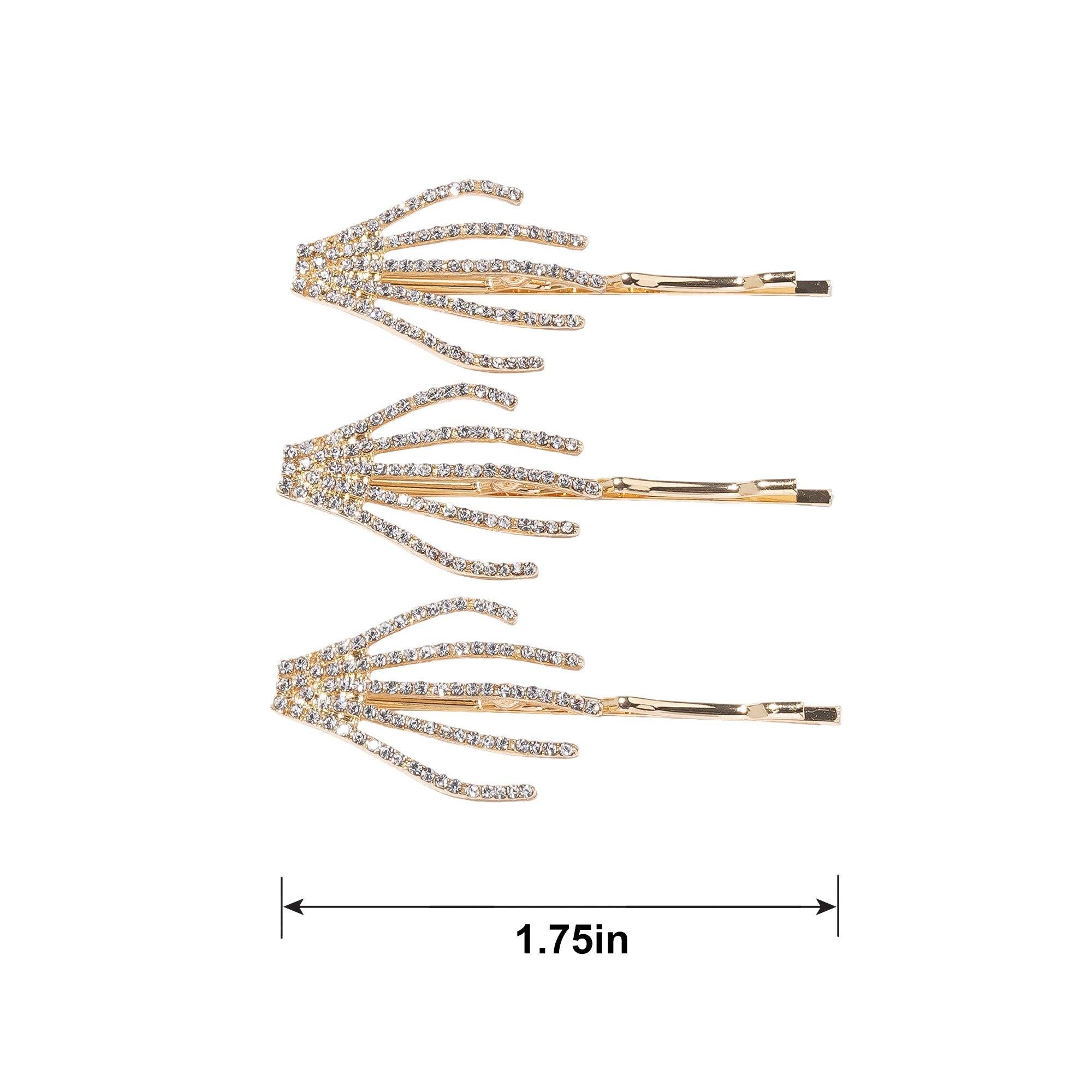 Rhinestone Skeleton Hand Hair Pins. 3ct - Image 2
