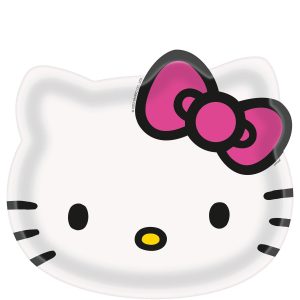 Hello Kitty Face-Shaped Paper Plates. 8in. 8ct - Sanrio