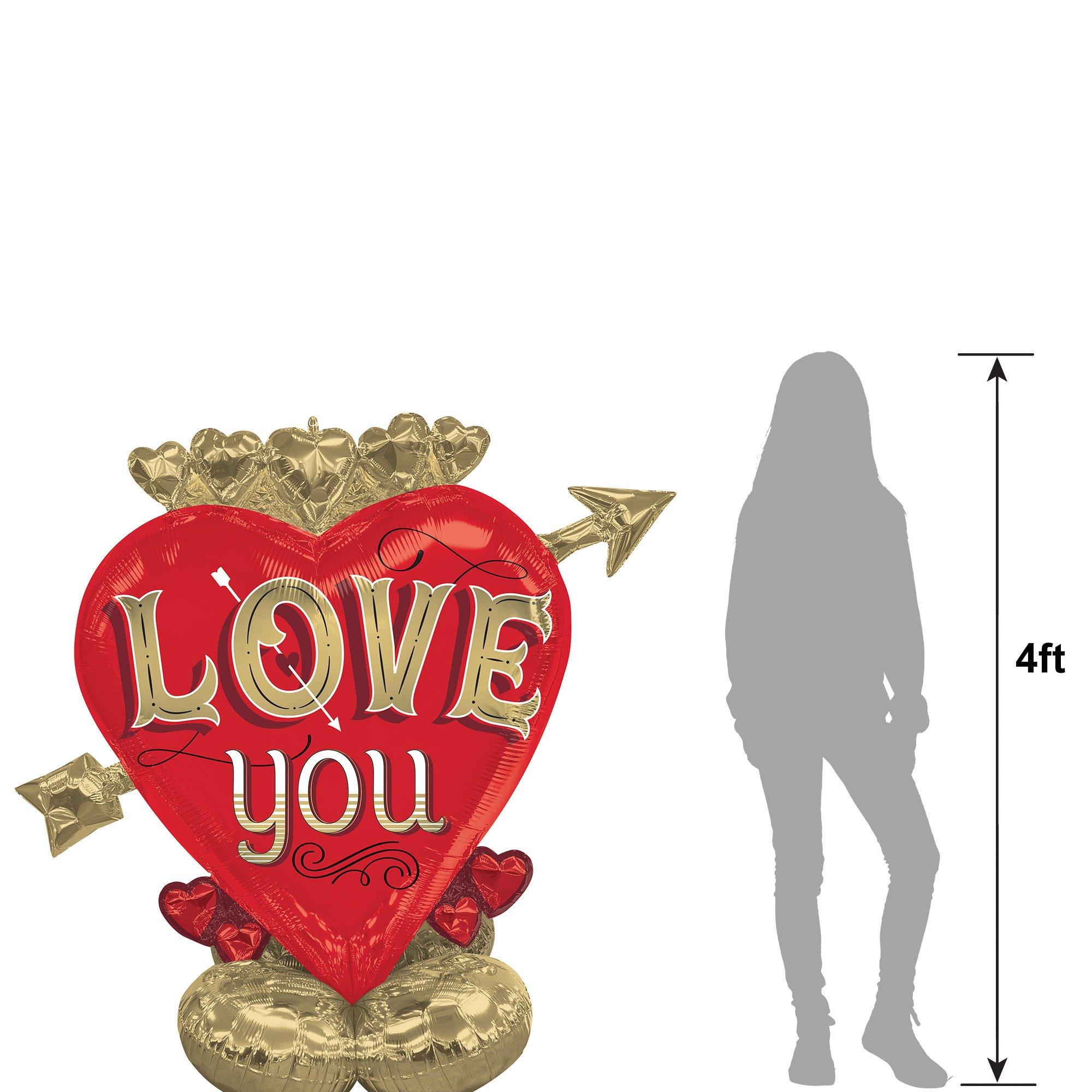 AirLoonz Heart & Arrow Love You Foil Balloon. 3.66ft - Just My Type - Image 2