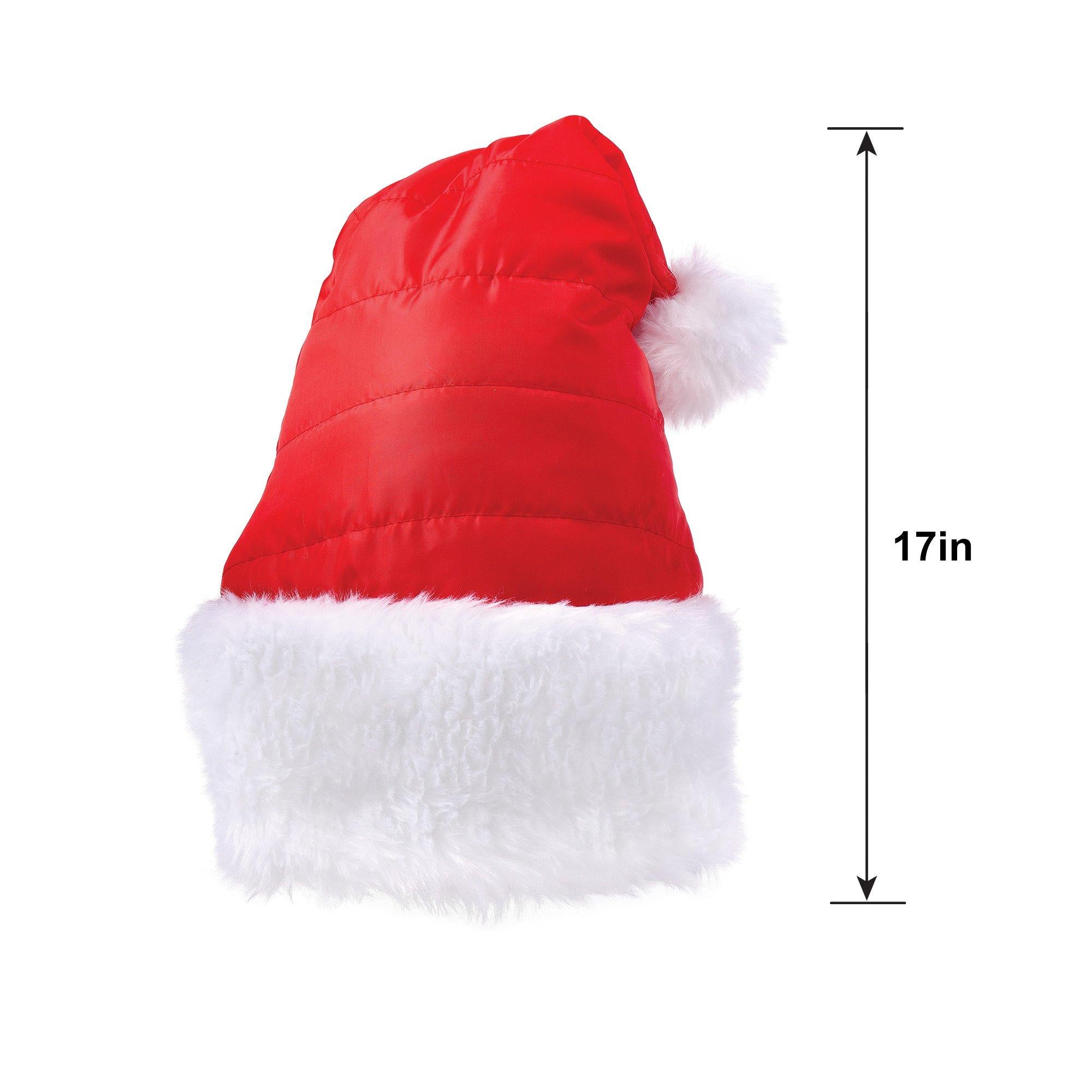 Red Puffer Adjustable Santa Hat - Image 2