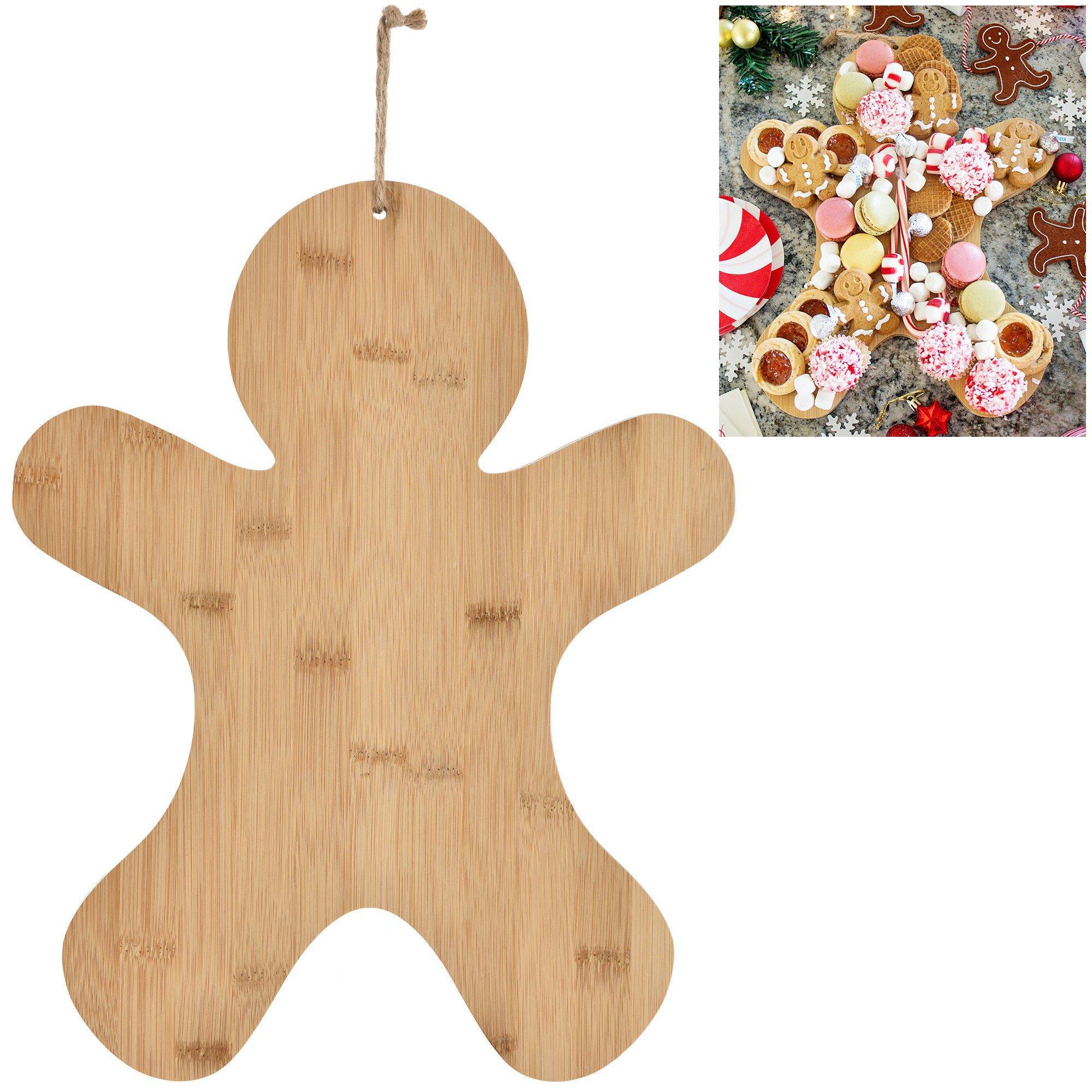 Gingerbread Cookie-Shaped Bamboo Charcuterie Board. 12.7in x 14.9in