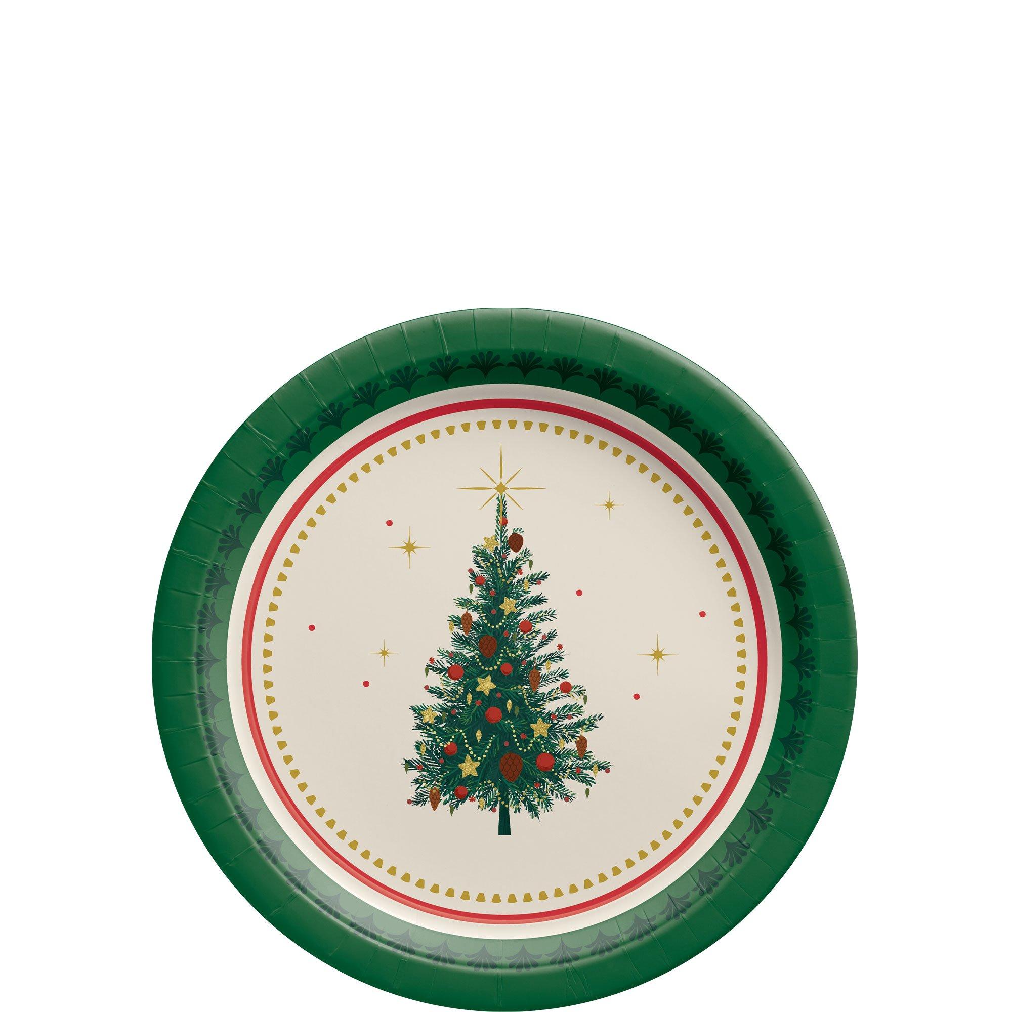 Elegant Evergreen Paper Dessert Plates. 7in. 20ct