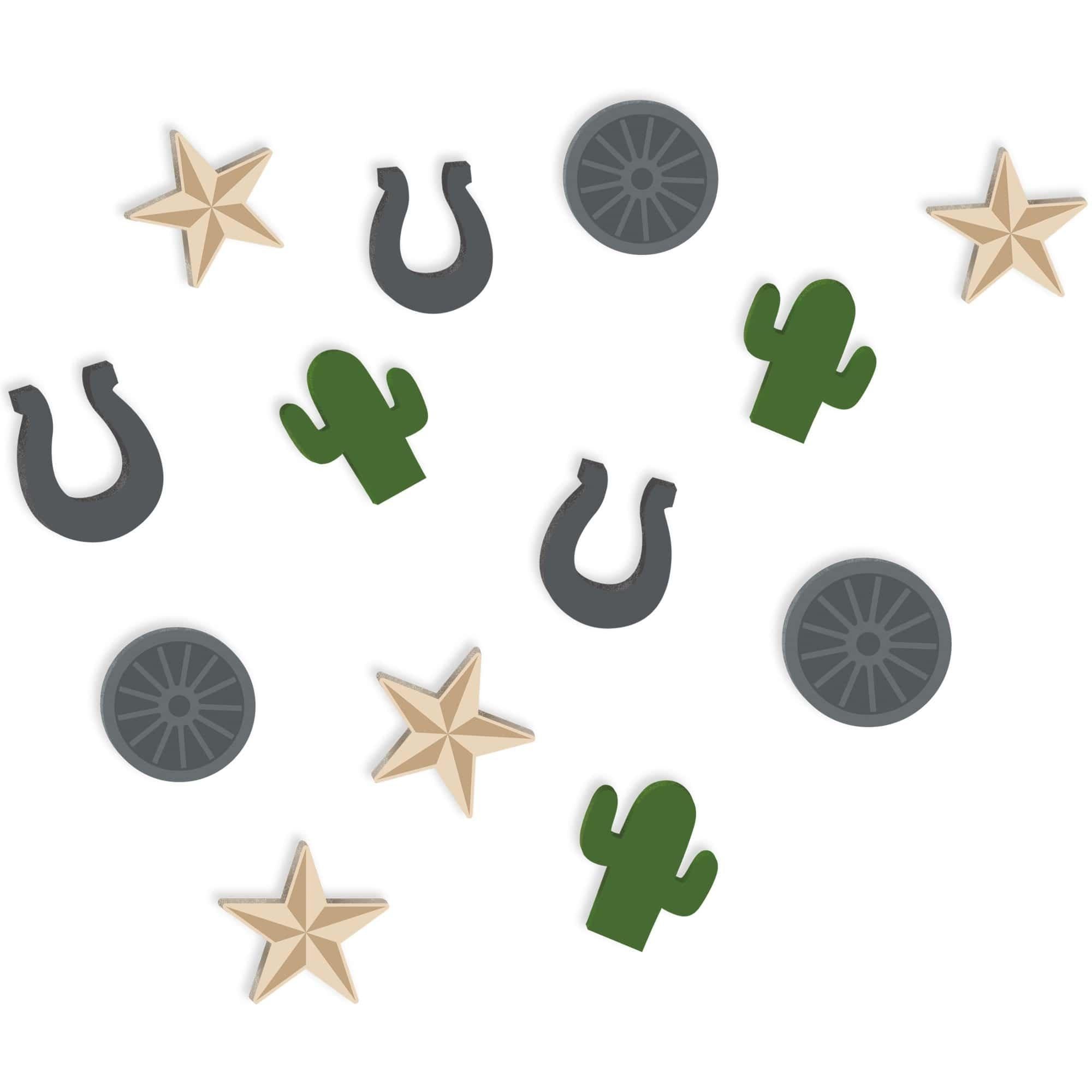 Western Wood Tabletop Confetti. 12pc