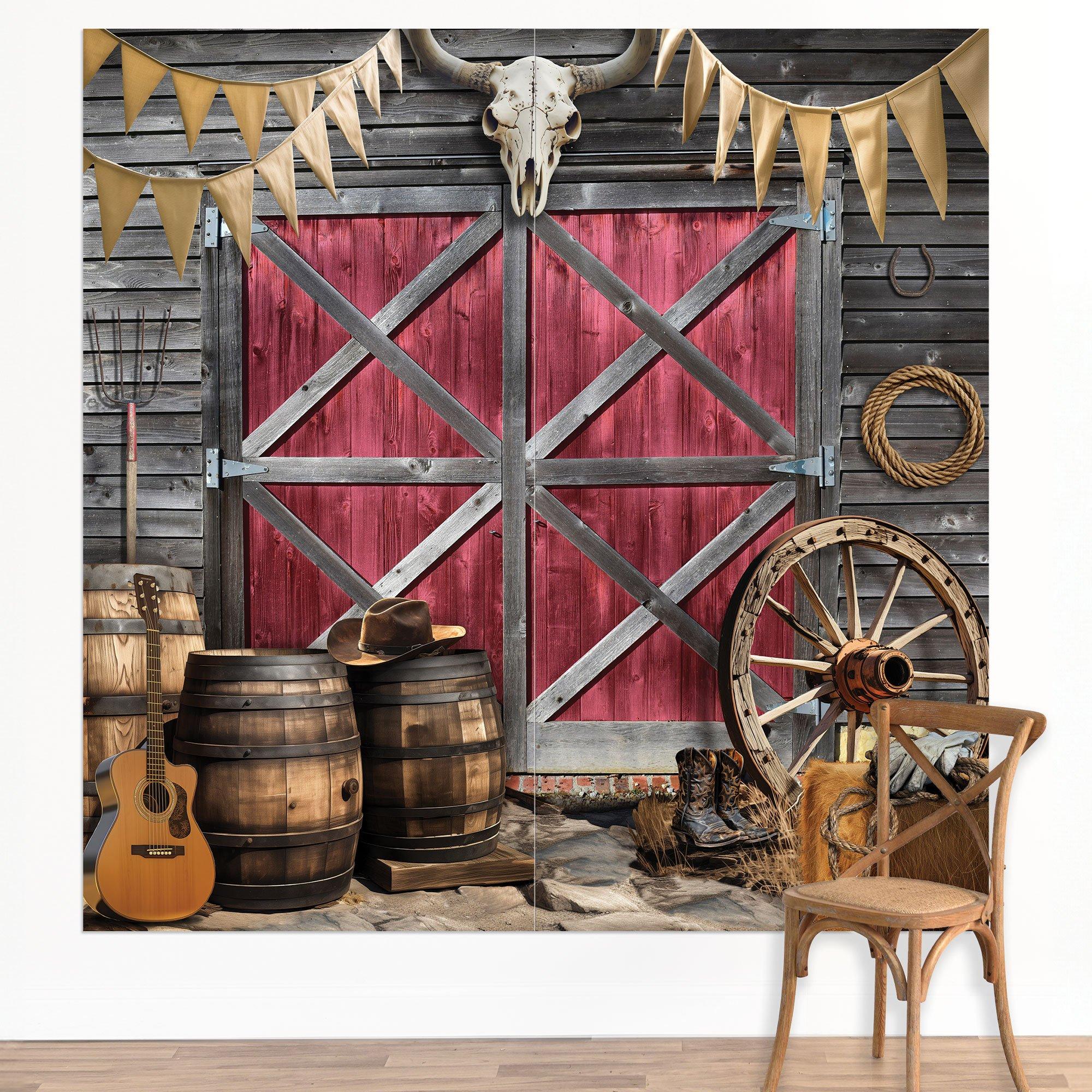 Western Plastic Scene Setter Backdrop. 5.41ft x 5.41ft. 2pc
