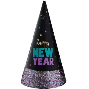 Starlight Glitter-Dipped New Year's Eve Party Hat. 9in