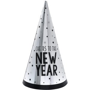 Silver Cheers to the New Year Party Hat. 9in