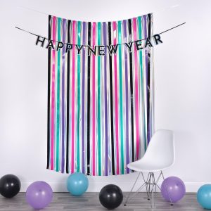 Starlight New Year's Eve Fringe Curtain Backdrop Kit. 4ft x 6ft. 2pc
