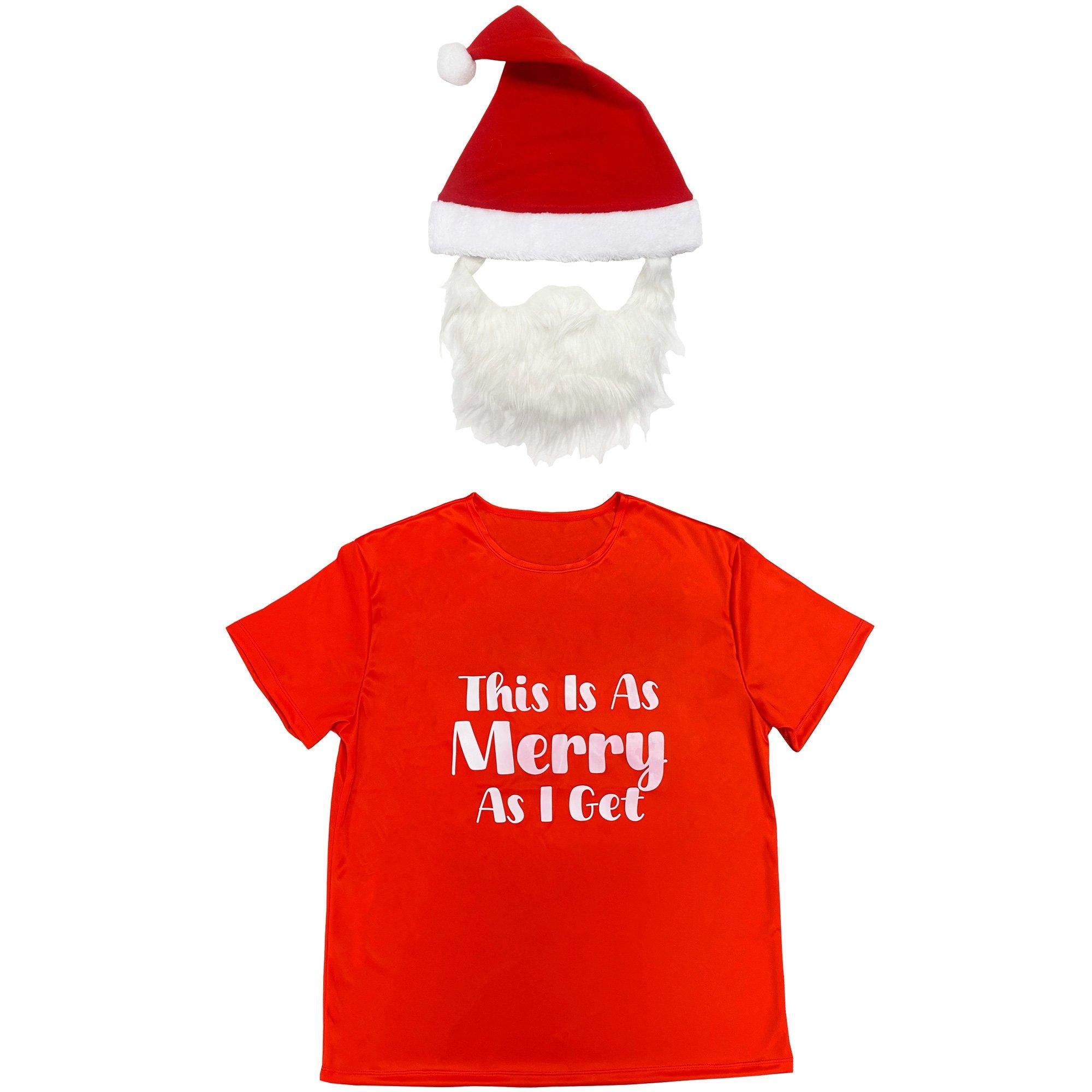 Adult Santa Claus T-shirt & Mask Costume Accessory Kit - Image 4