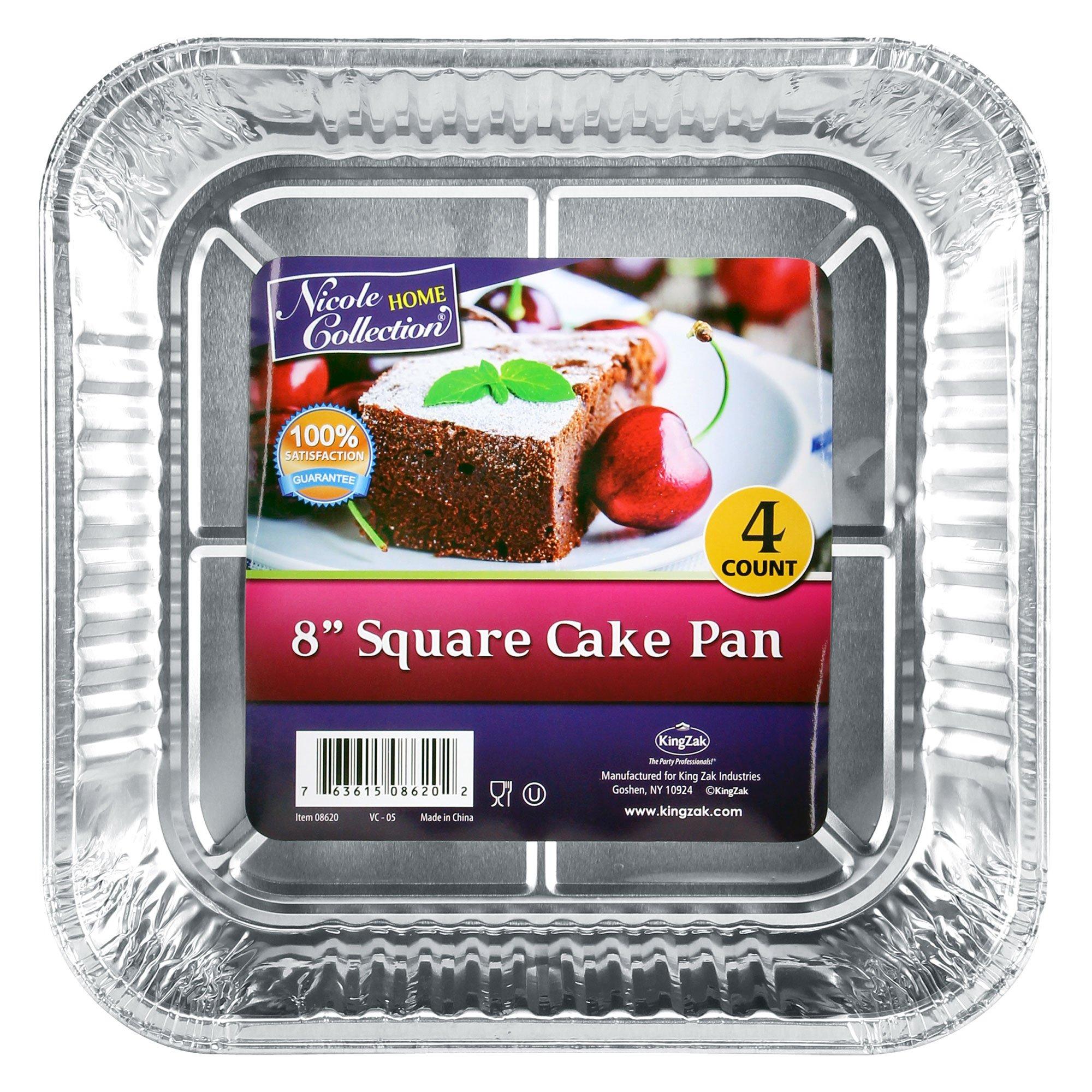 Reusable Square Aluminum Cake Pans. 8in. 4ct