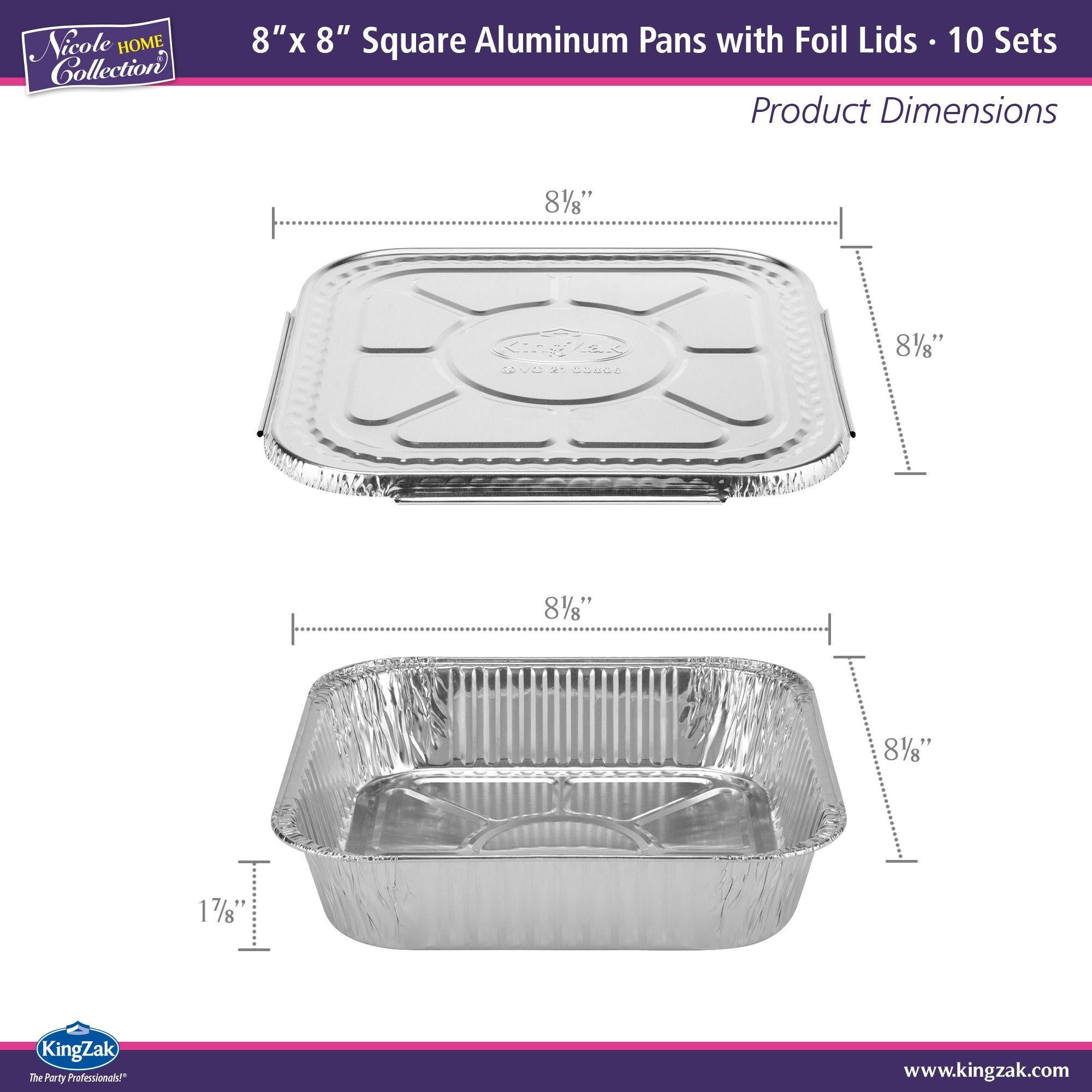 Reusable Square Aluminum Pans with Lids. 8in. 10ct - Image 2
