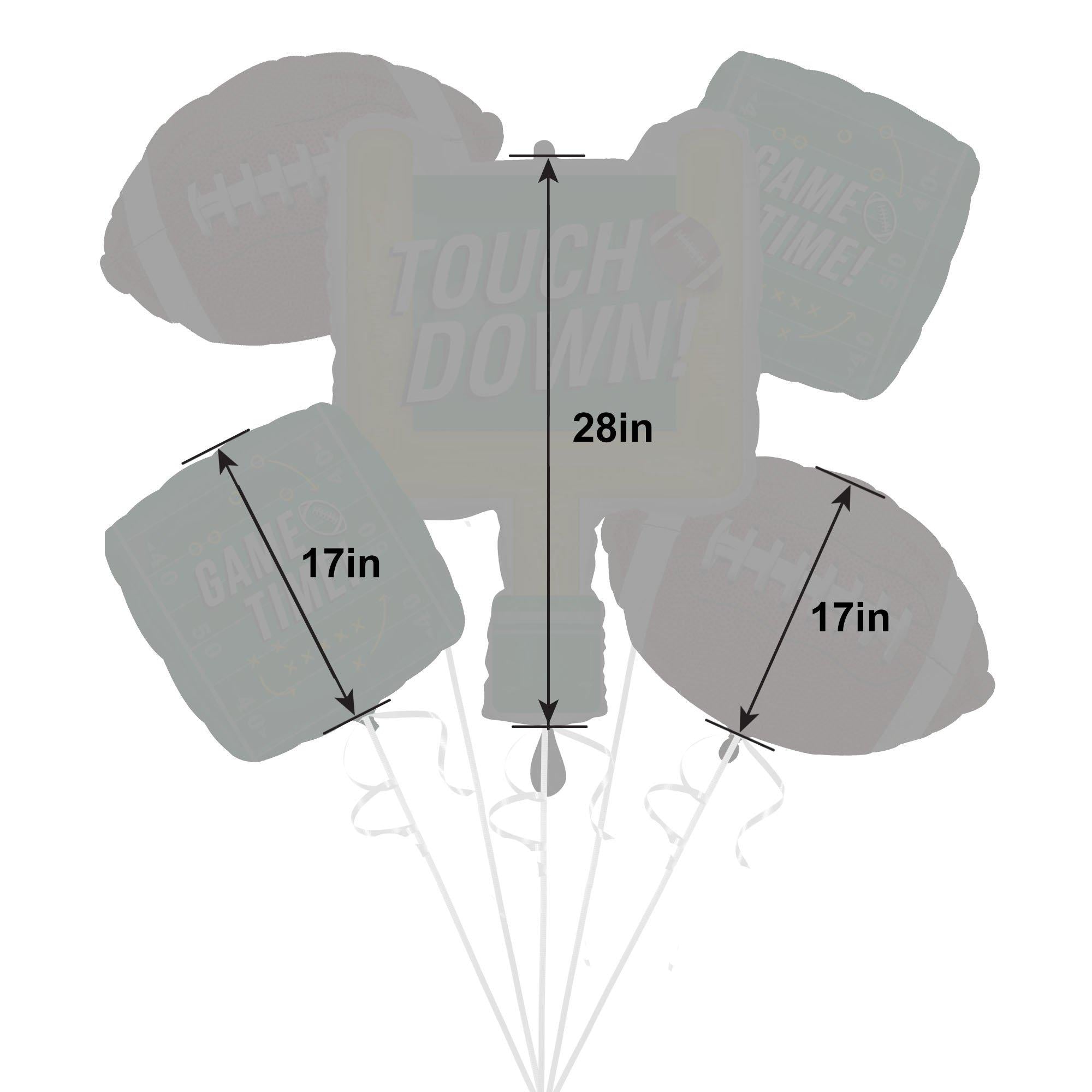 Touchdown Football Foil Balloon Bouquet. 5pc - Image 2