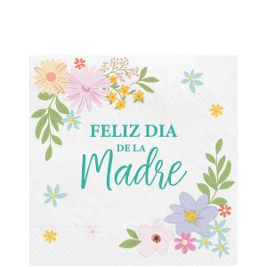Floral Feliz Dia de la Madre Paper Lunch Napkins. 6.5in. 16ct