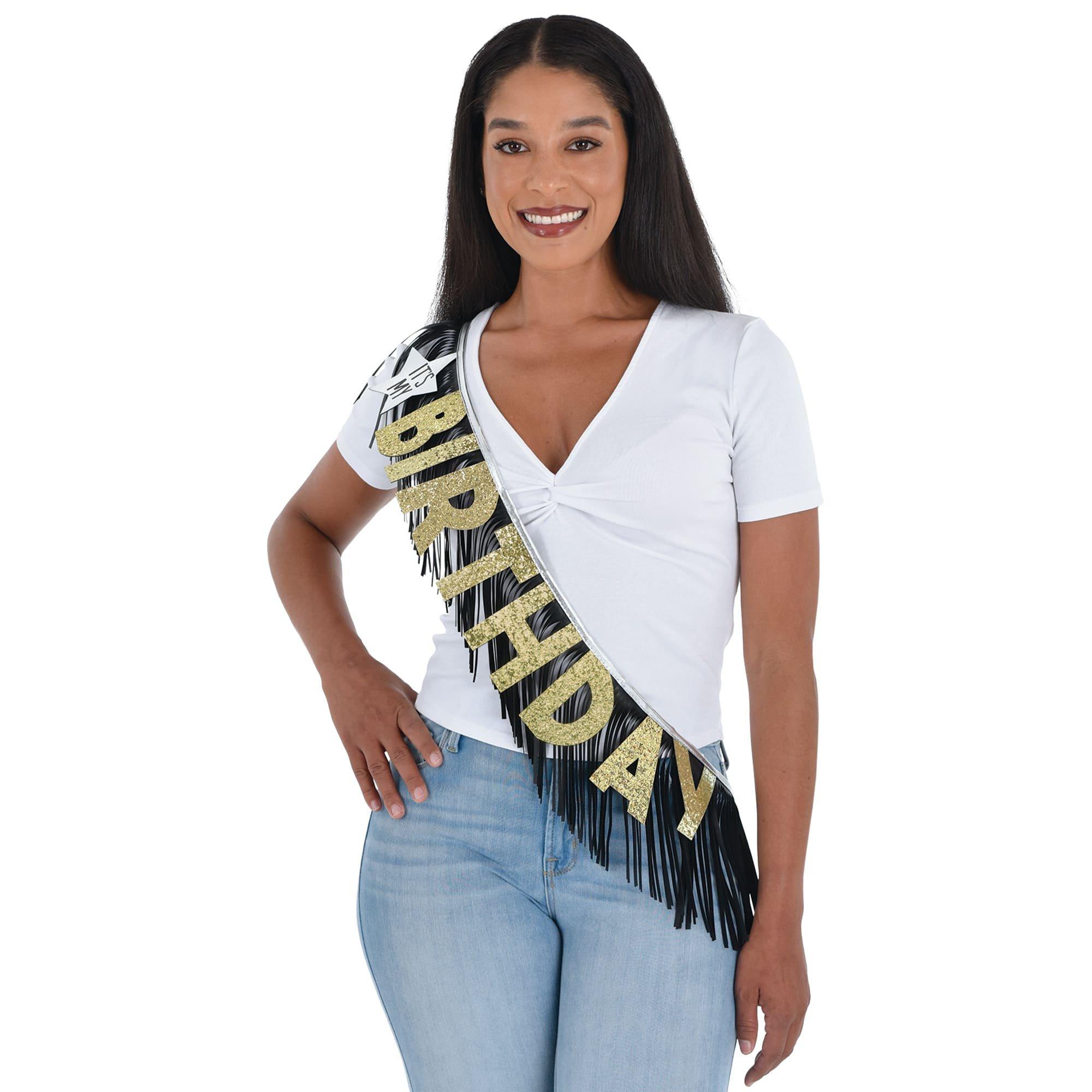 Black. Silver. and Gold It's my Birthday Sash