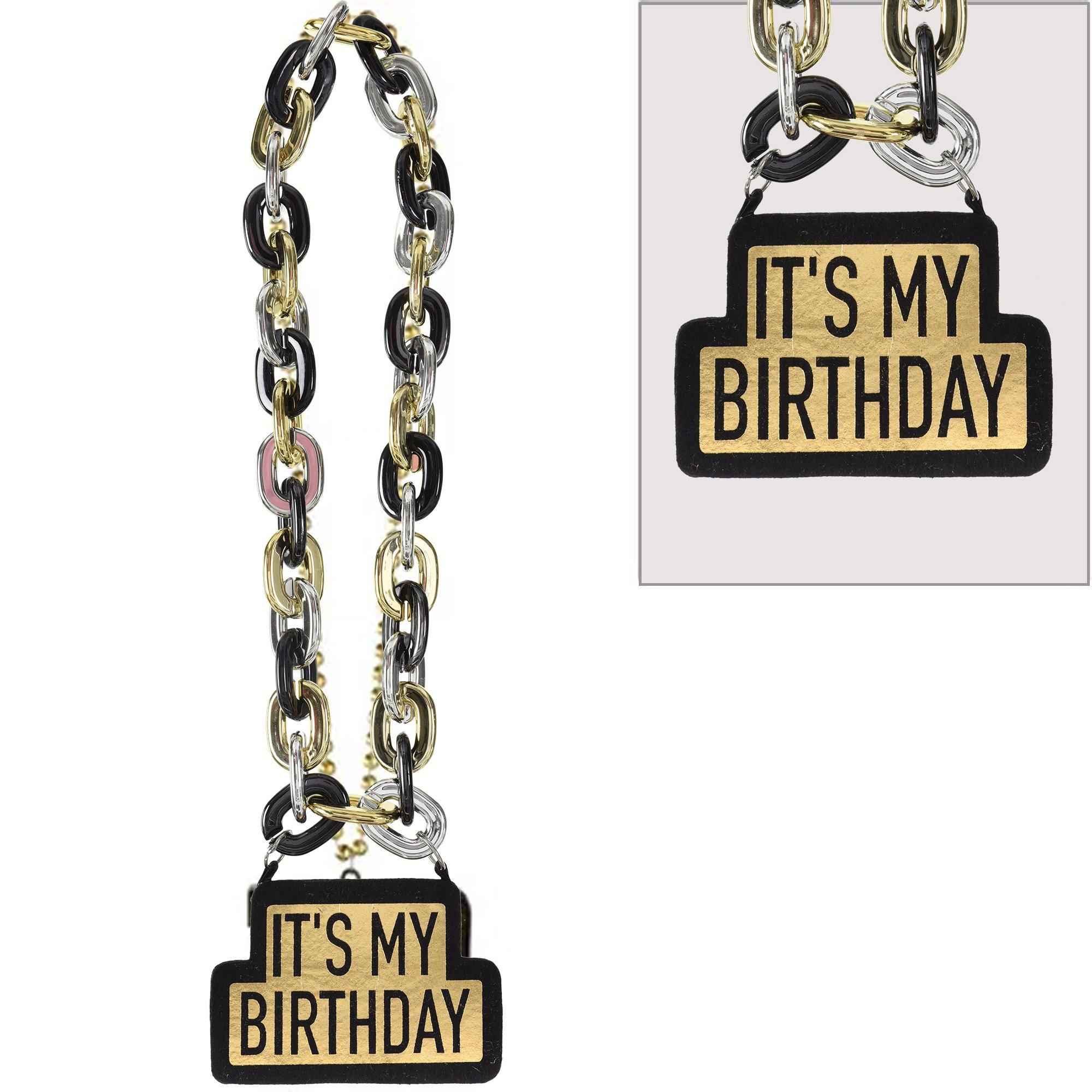 It's My Birthday Necklace – Black. Silver & Gold