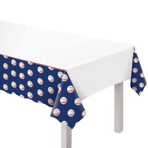Baseball Plastic Table Cover. 54in x 102in